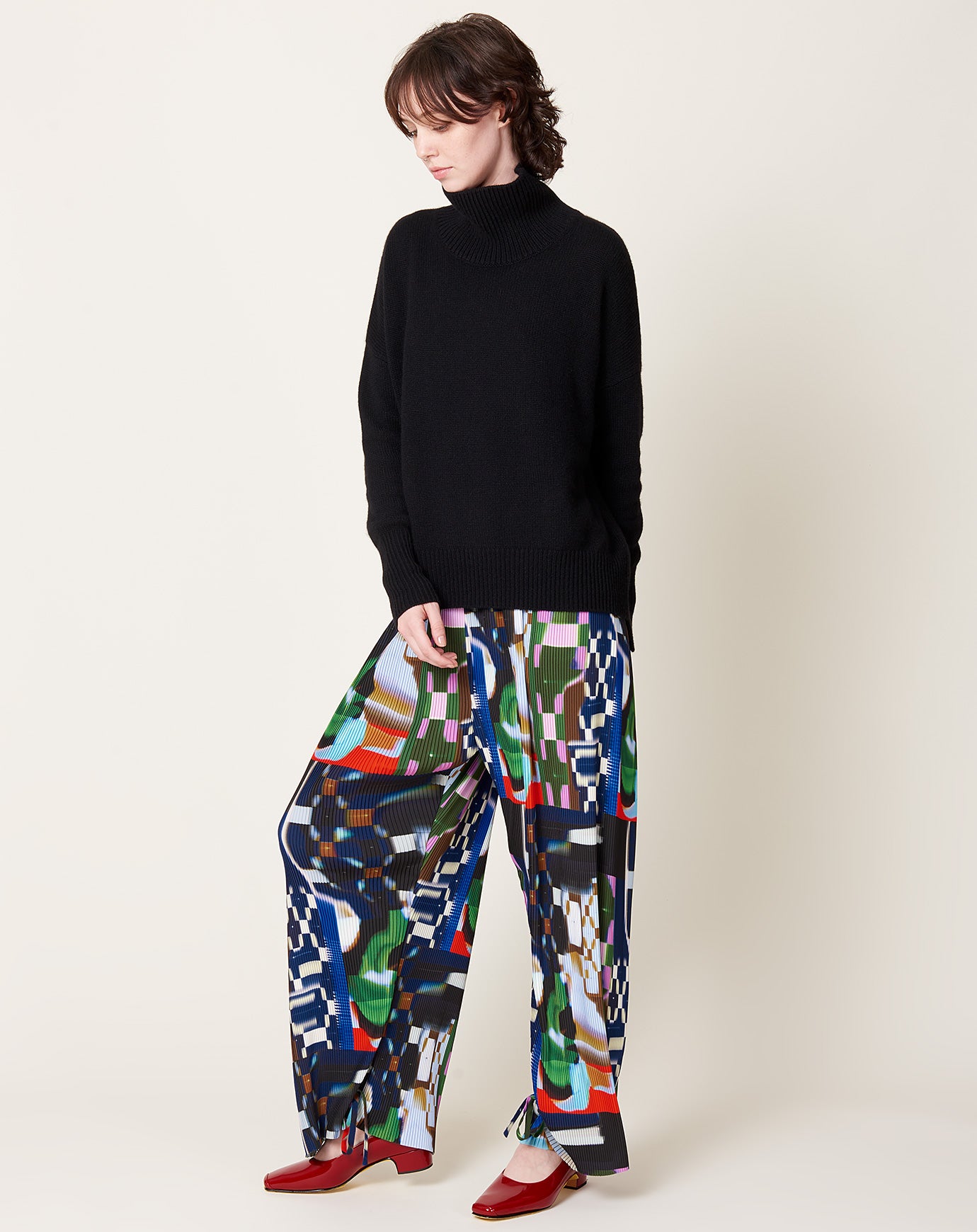 Henrik Vibskov Knight Plisse Pants in Kaleidoscope Tetris