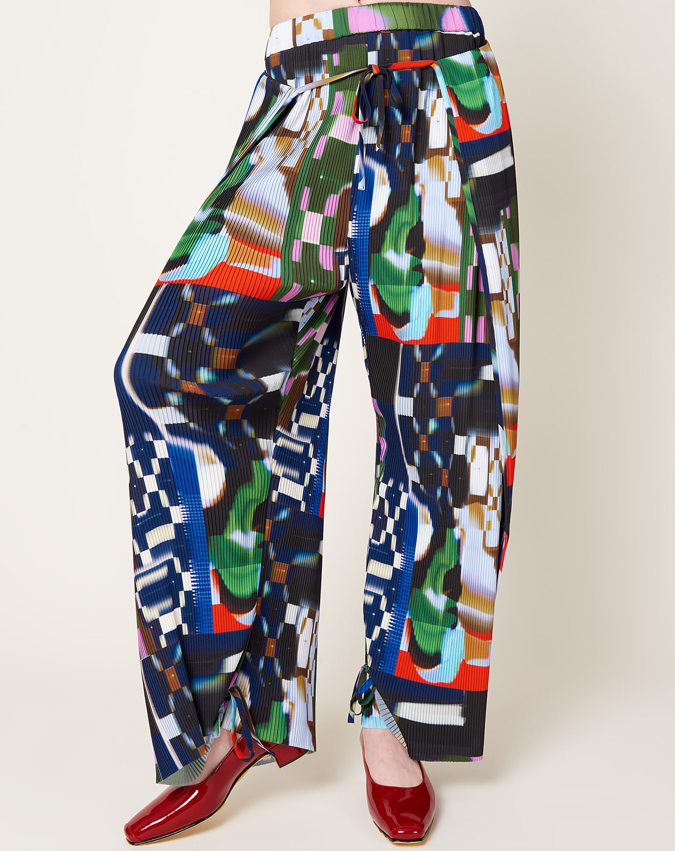 Henrik Vibskov Knight Plisse Pants in Kaleidoscope Tetris