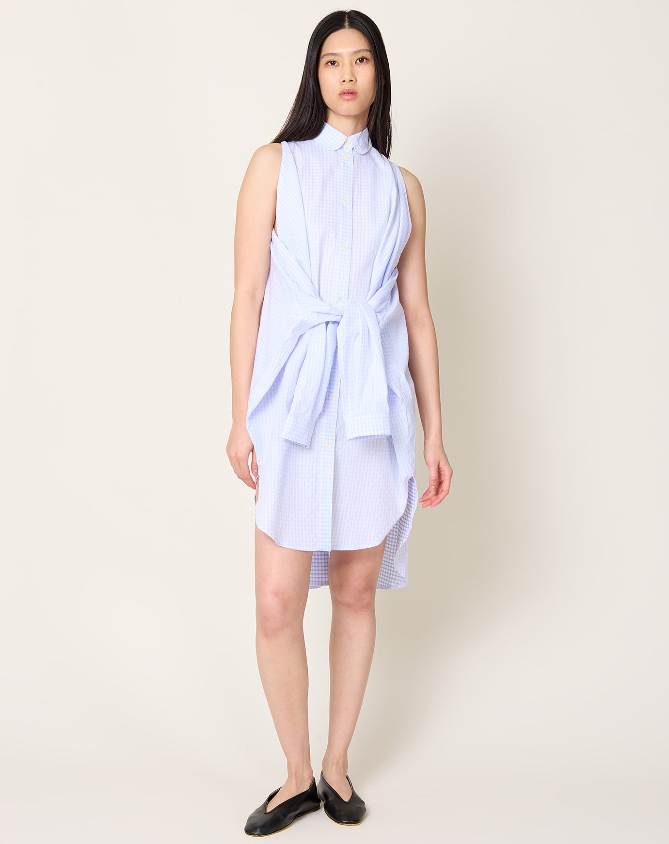 Henrik Vibskov New Bumble Shirtdress in White Blue Grid