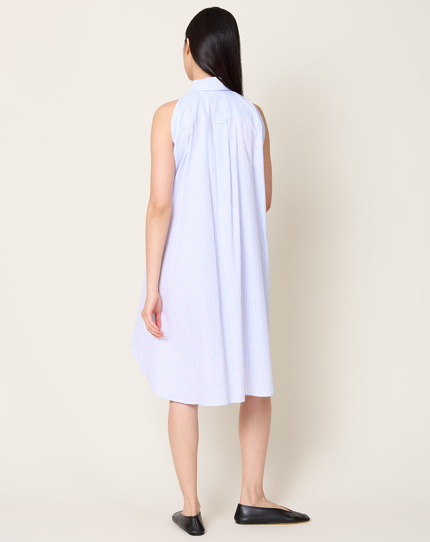 Henrik Vibskov New Bumble Shirtdress in White Blue Grid