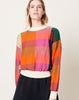 Henrik Vibskov Weave Knit Roundneck in Pink Orange Green Check