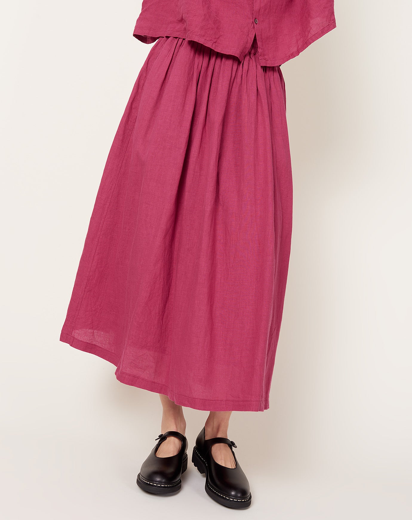 Ichi Antiquités Color Linen Skirt in Pink