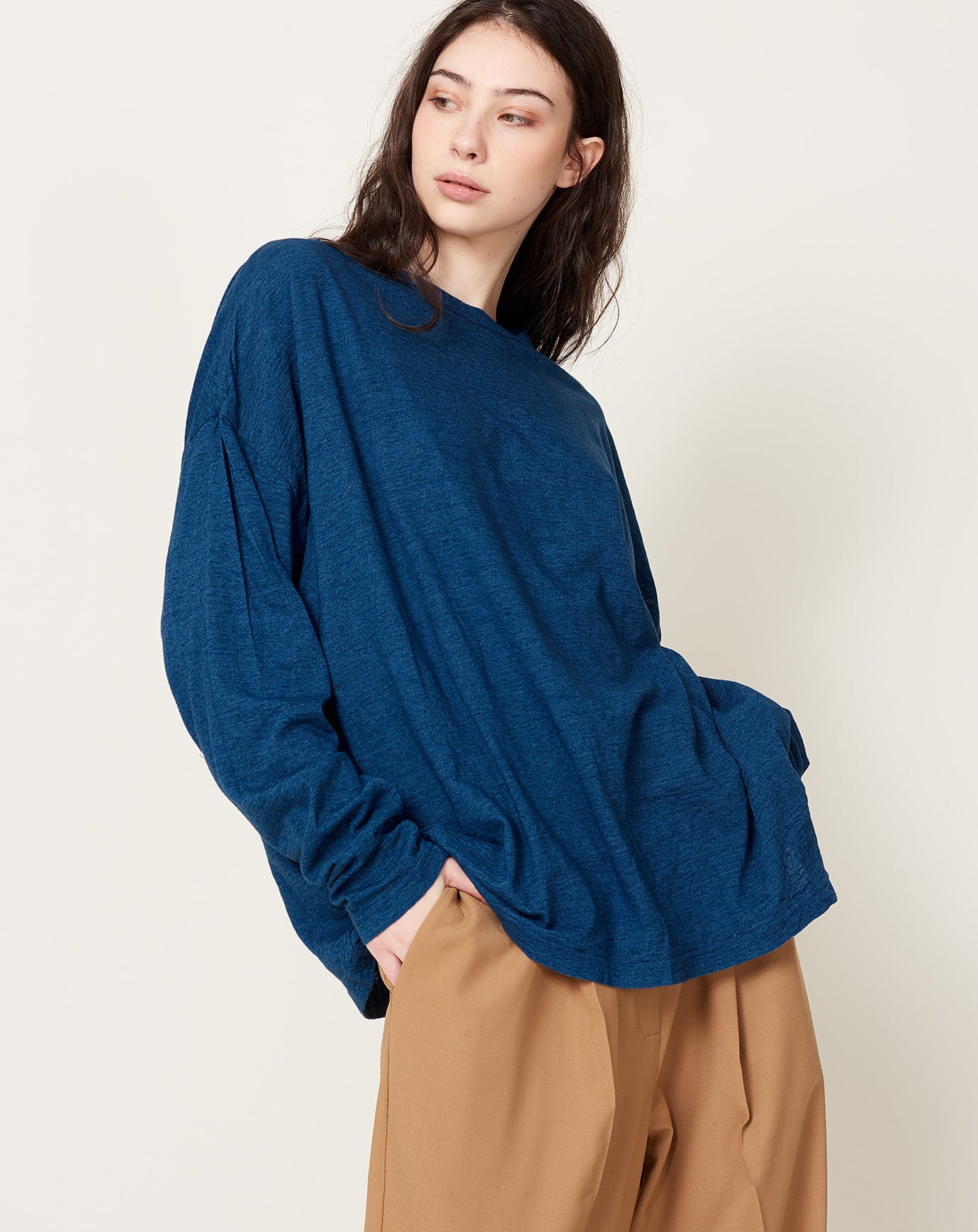 Ichi Antiquités Cotton INDIGO Loose Pullover in Blue