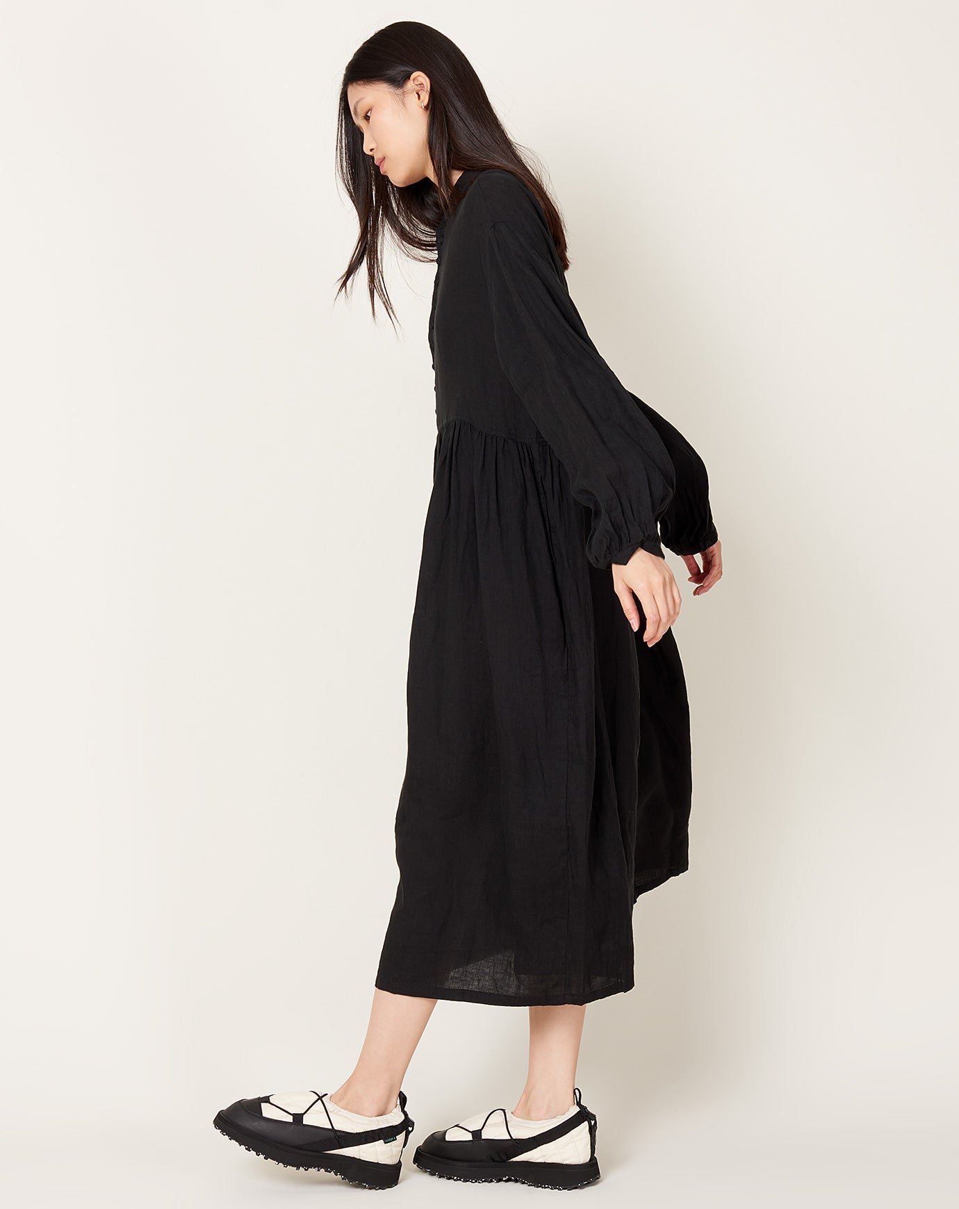 Ichi Antiquités French Linen Dress in Black