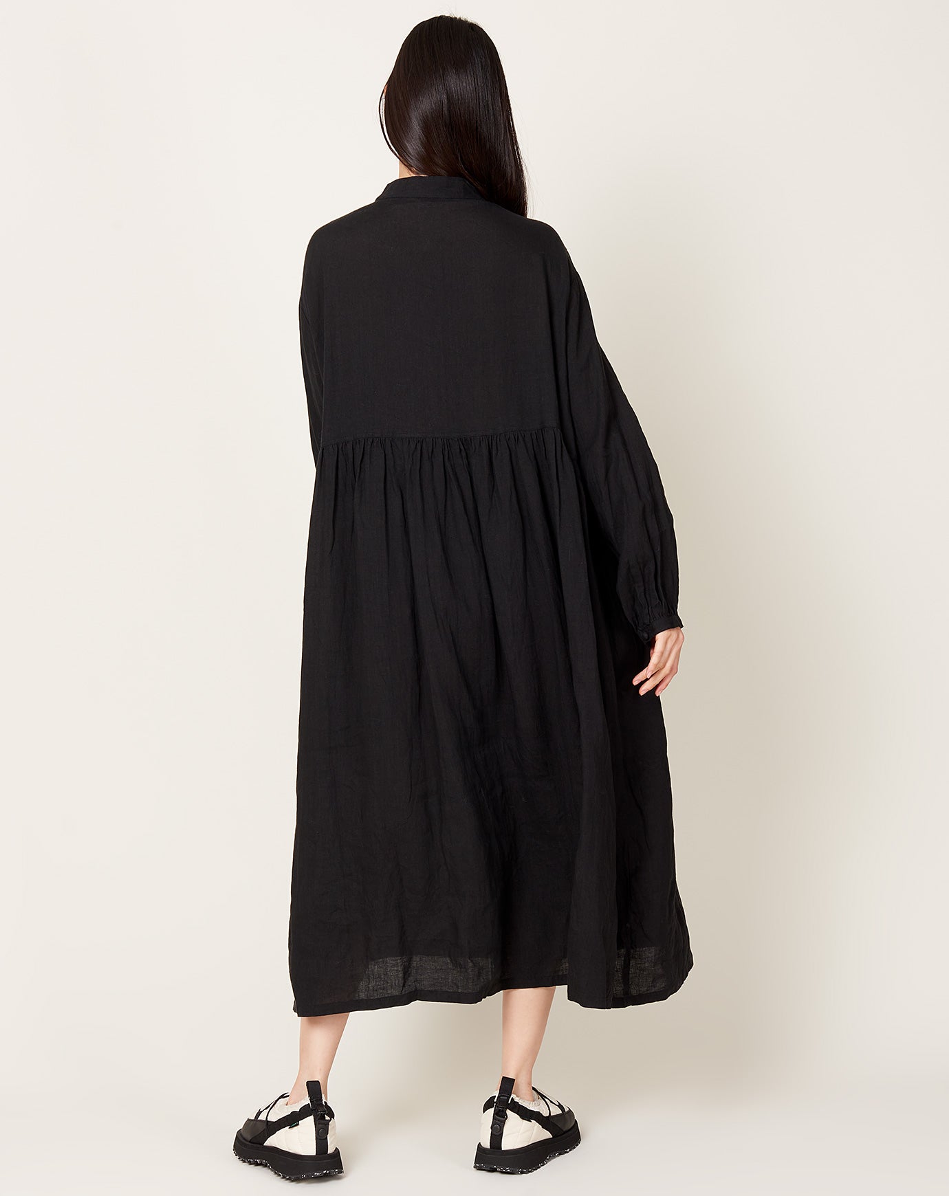 Ichi Antiquités French Linen Dress in Black