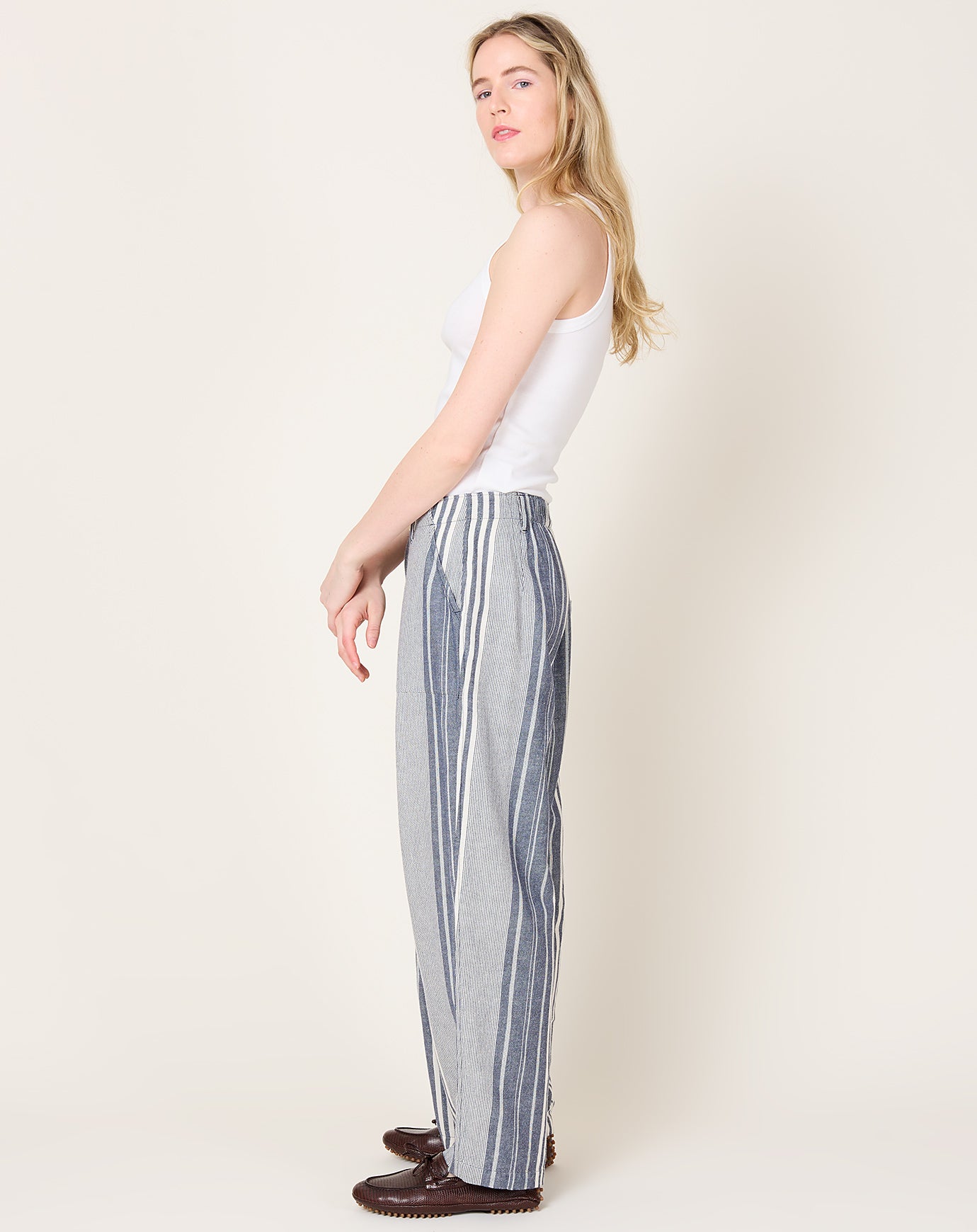 Ichi Antiquités India Random Stripe Pants in Navy