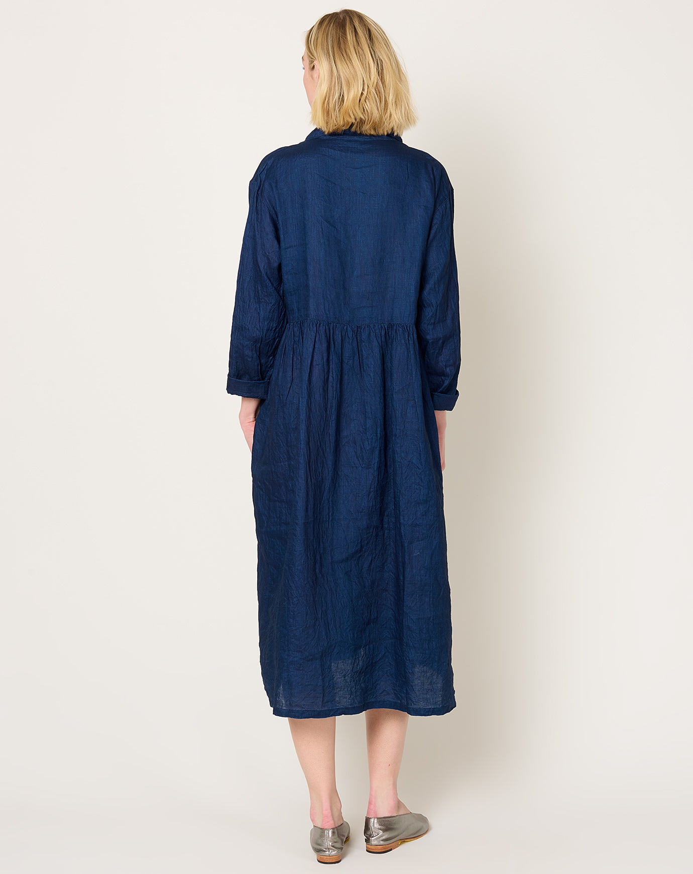 Ichi Antiquités Indigo Linen Dress