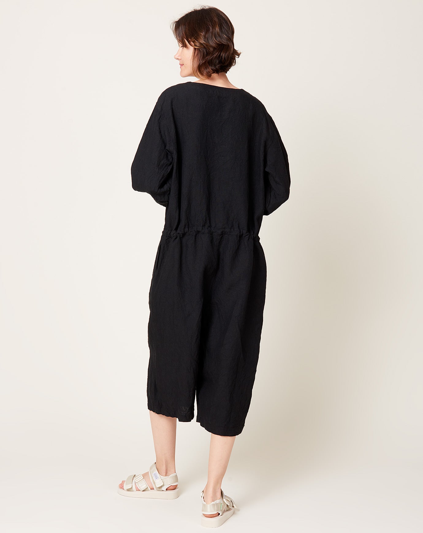 Ichi Antiquités Linen Canvas Jumpsuit in Black