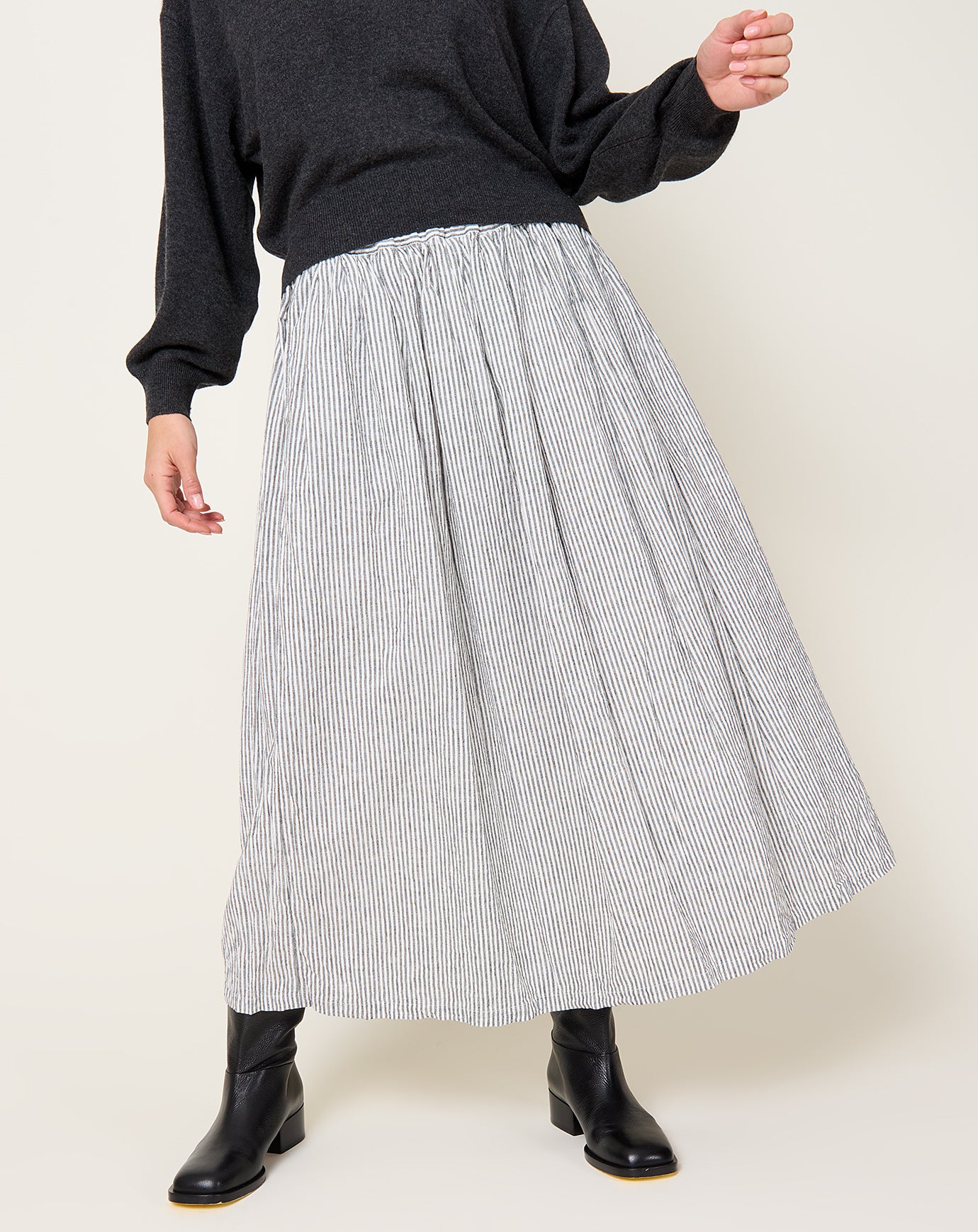 Ichi Antiquités Stripe Skirt in White