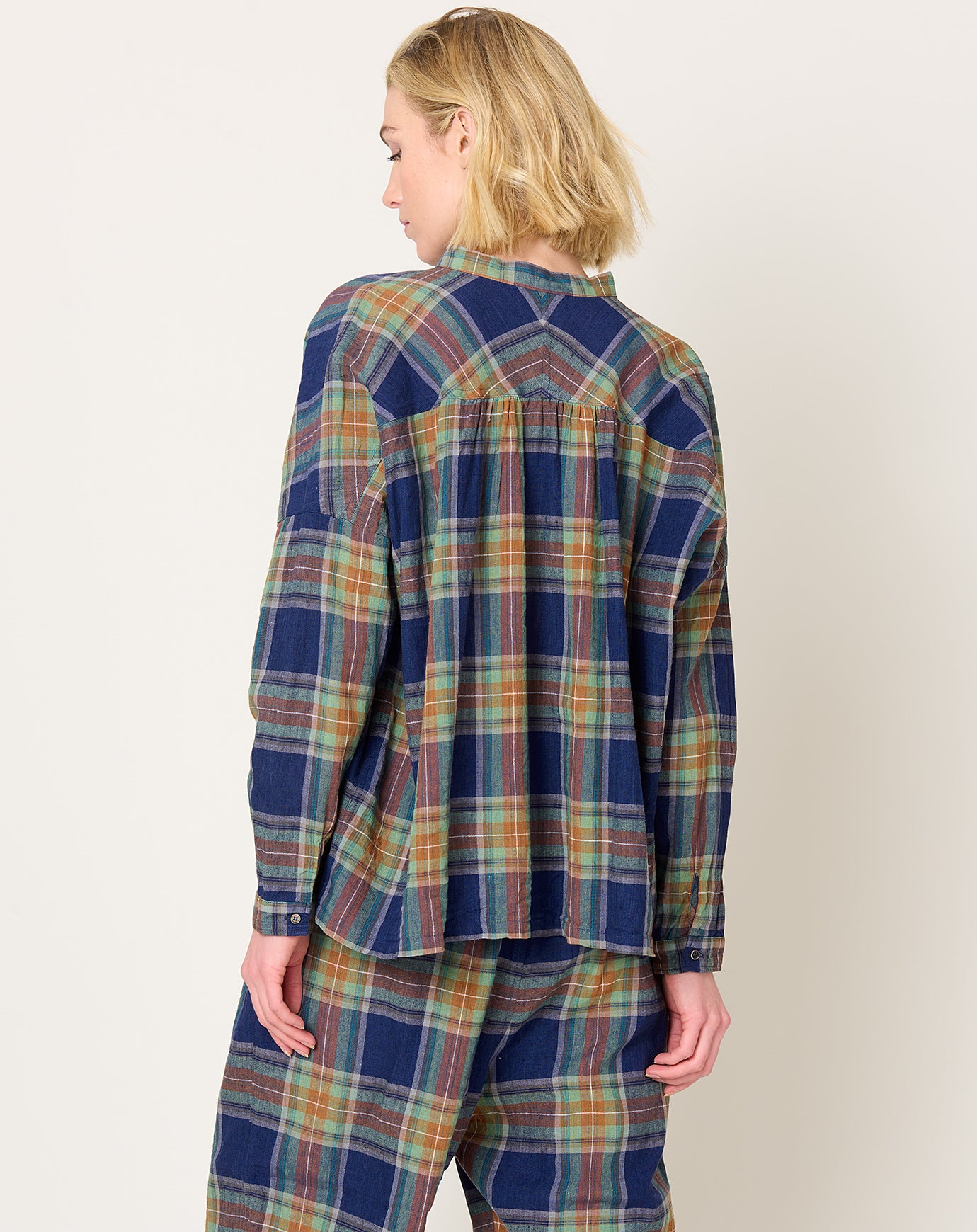 Ichi Antiquités Tartan Shirt in Navy