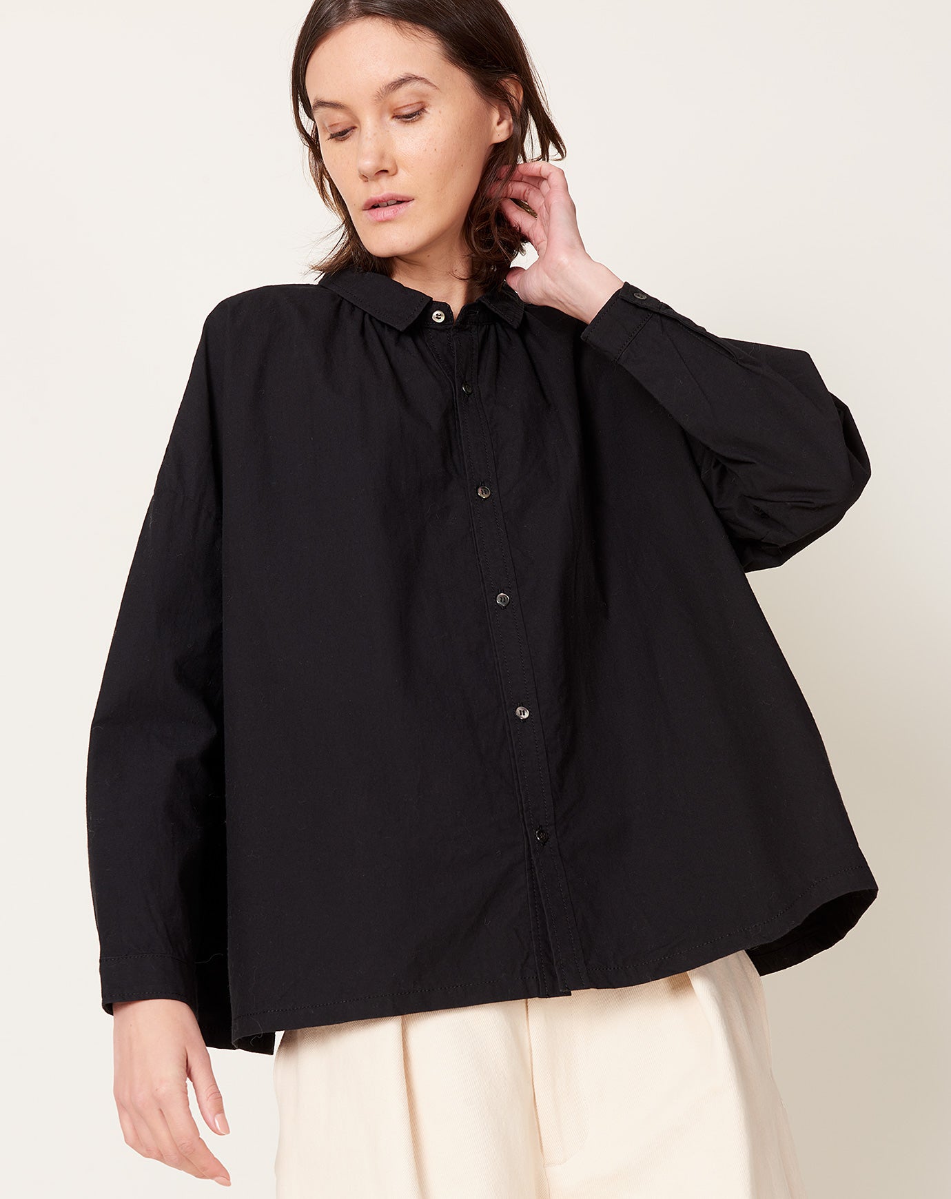 Ichi Antiquités "OHMI" Typewriter Shirt in Black