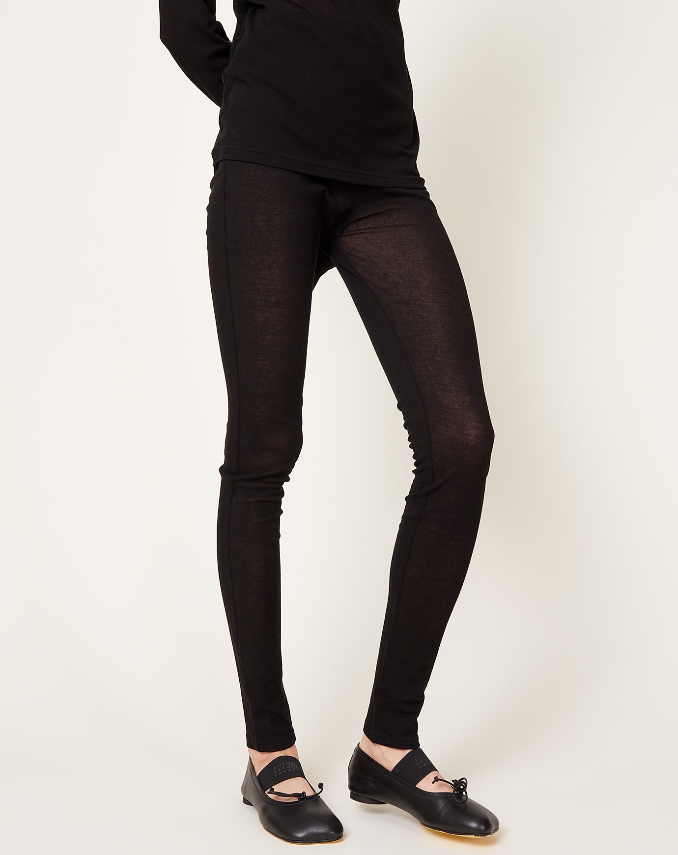 Ichi Antiquités Rib Jersey Leggings in Black