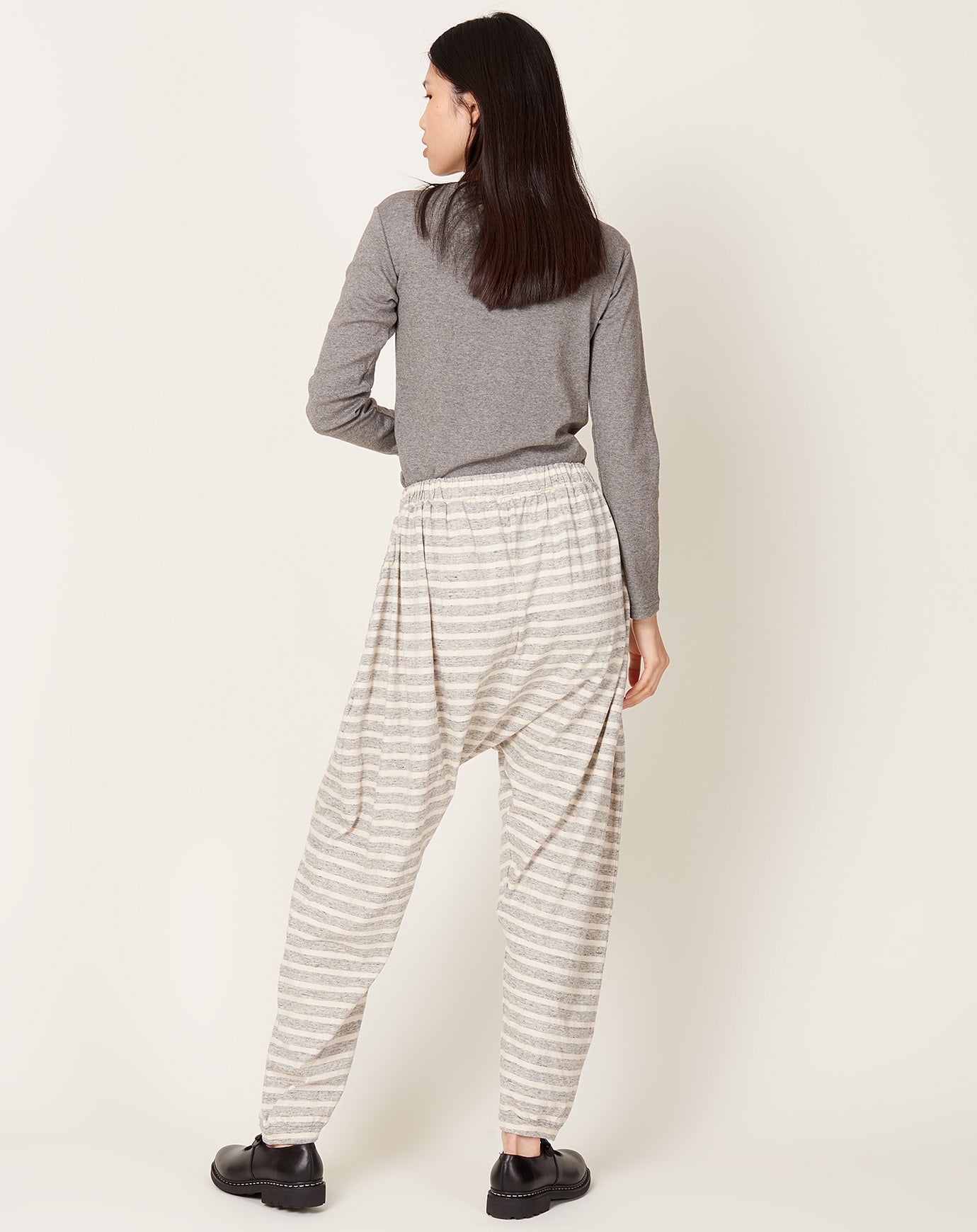 Ichi Antiquités Striped Pants in Grey & Natural