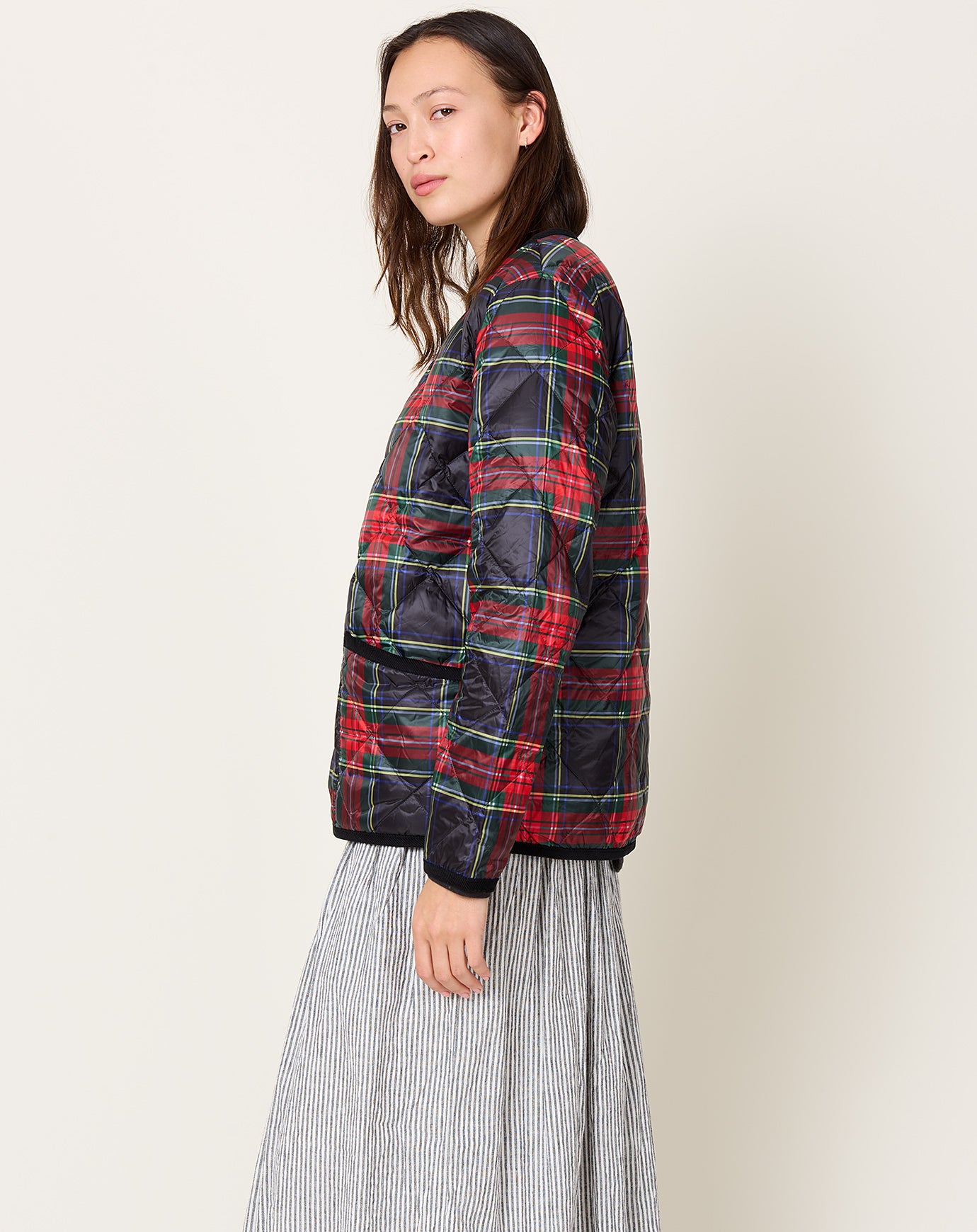 Ichi Antiquités Down Jacket in Black Tartan