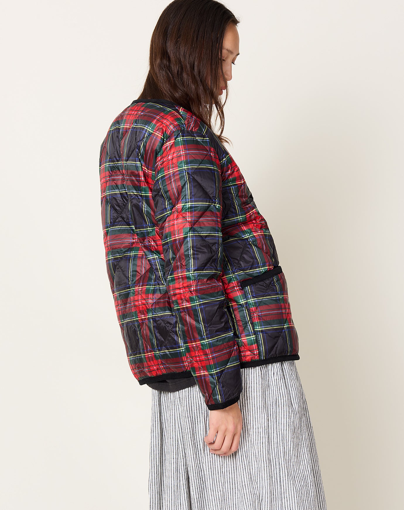 Ichi Antiquités Down Jacket in Black Tartan