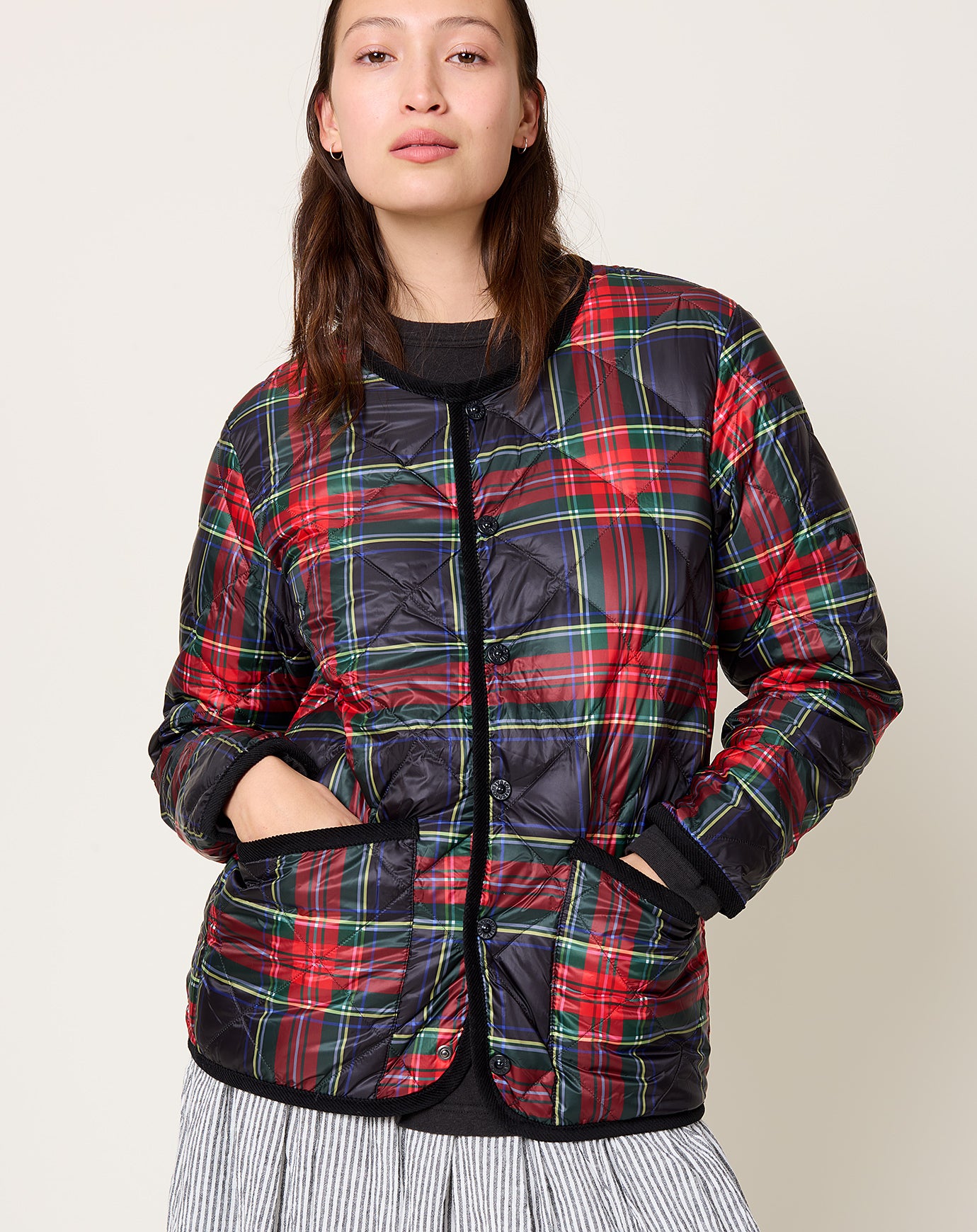 Ichi Antiquités Down Jacket in Black Tartan
