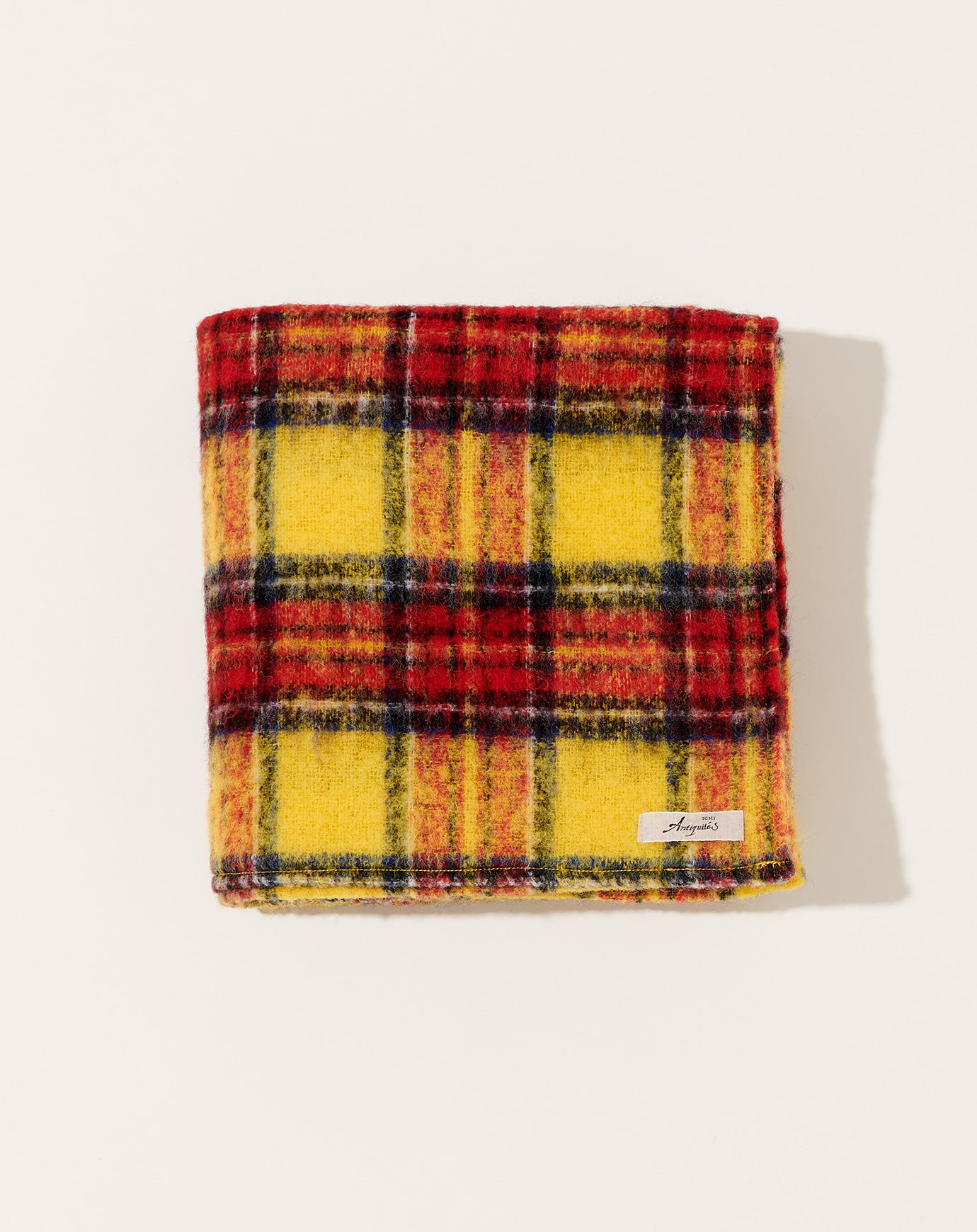 Ichi Antiquités Tartan Wool Shaggy Stole in Yellow