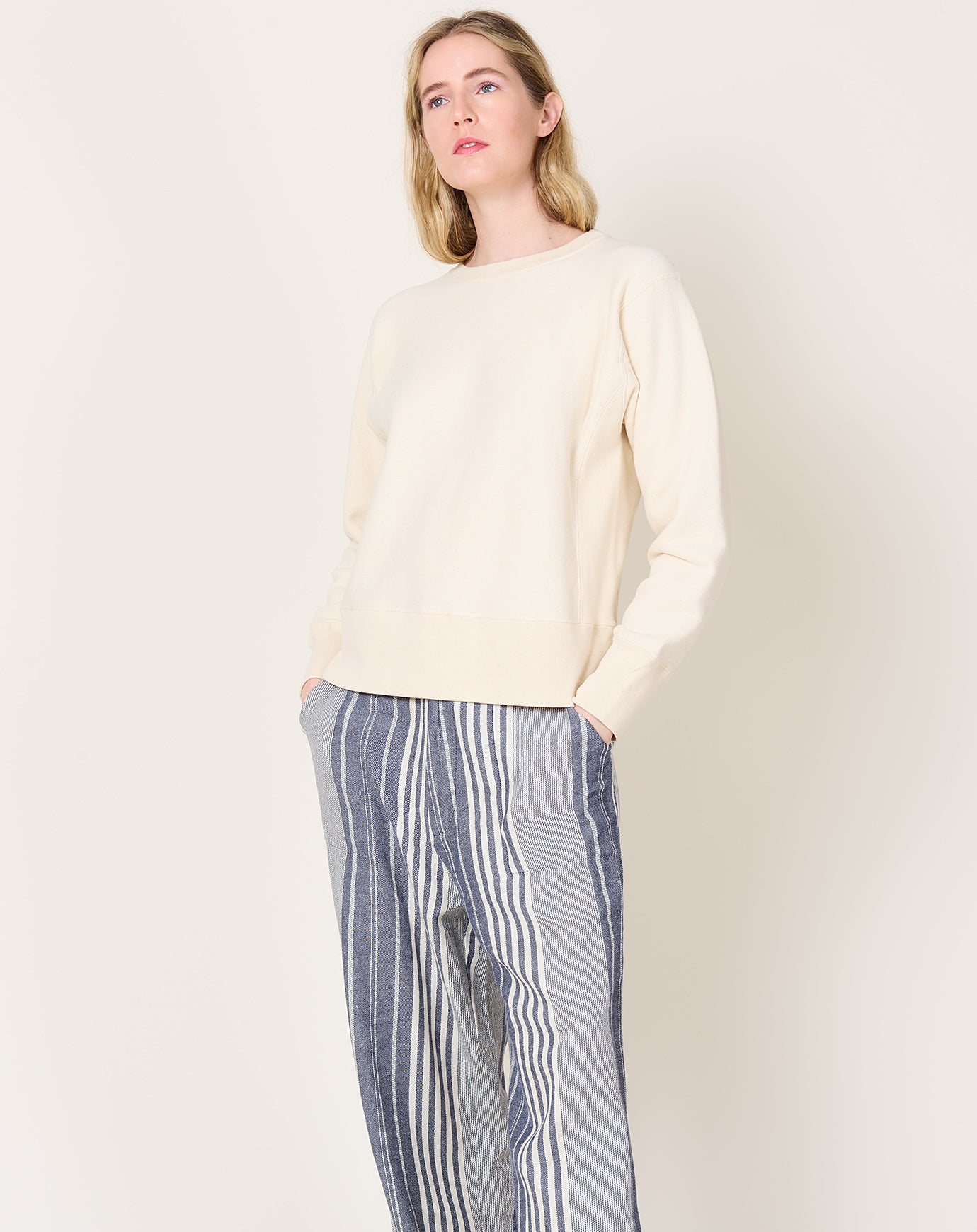 Ichi Antiquités UNDYED French Terry Pullover in Natural