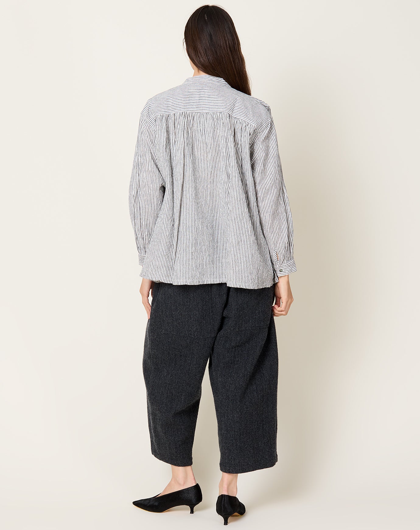 Ichi Antiquités Wool Herringbone Pants in Black