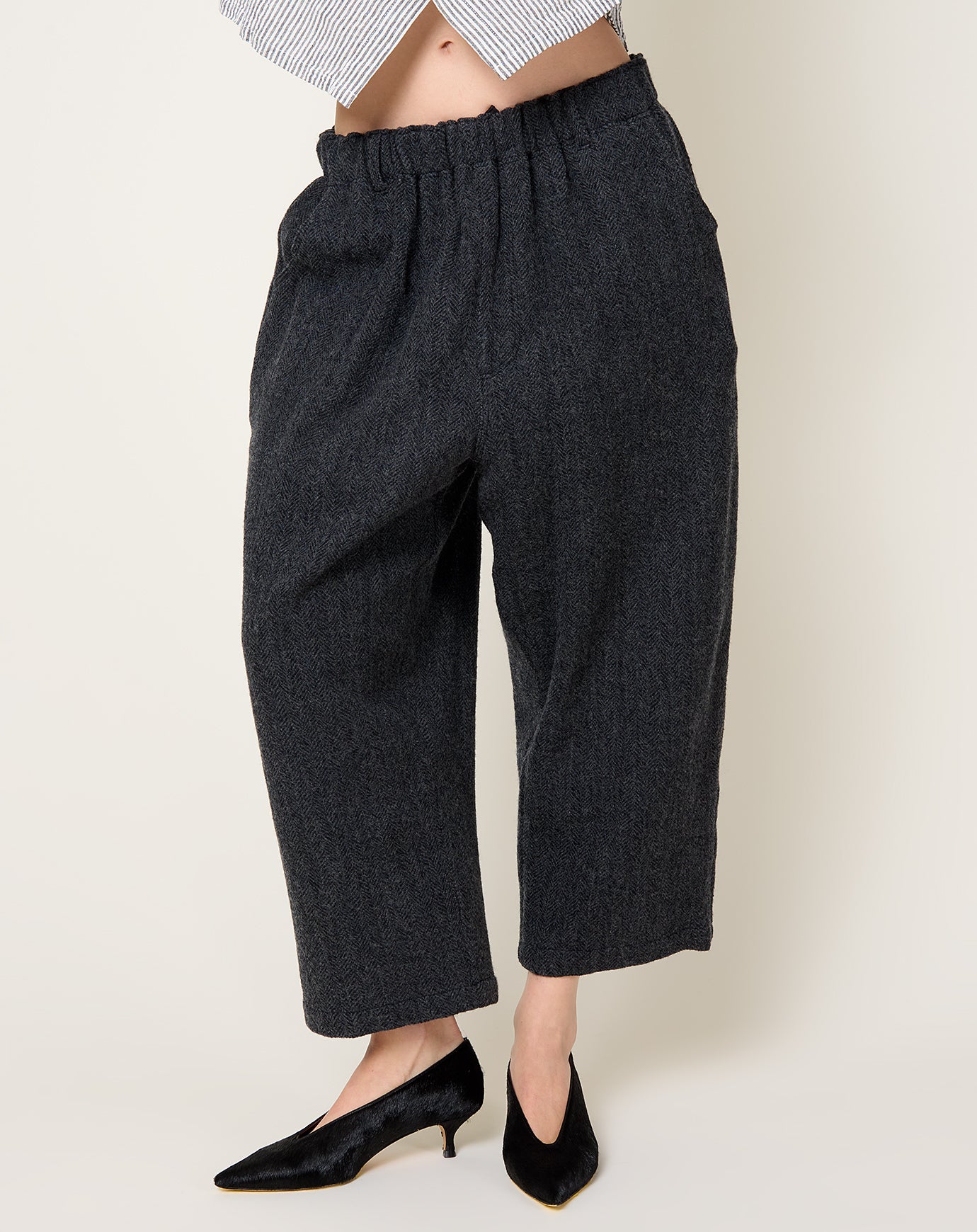 Ichi Antiquités Wool Herringbone Pants in Black