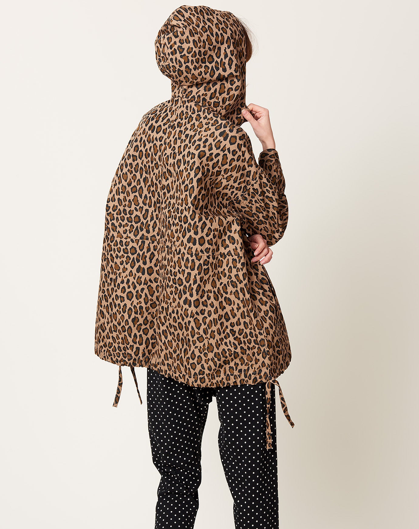 Ichi Hoodie Jacket in Beige Leopard