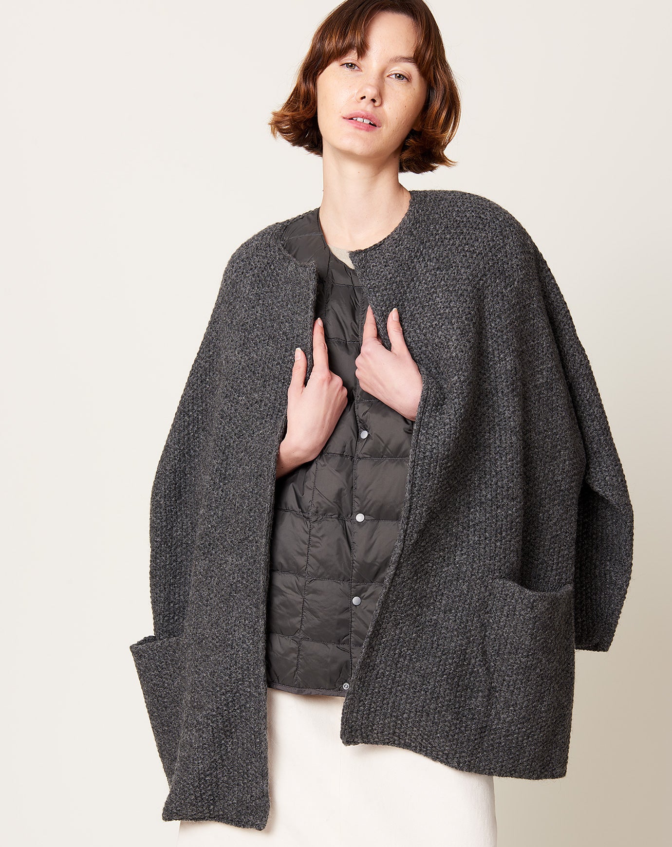 Ichi Cardigan with Removable Vest in Charcoal