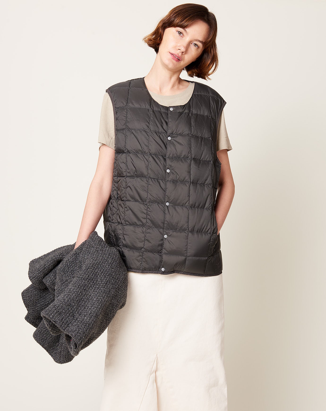 Ichi Cardigan with Removable Vest in Charcoal