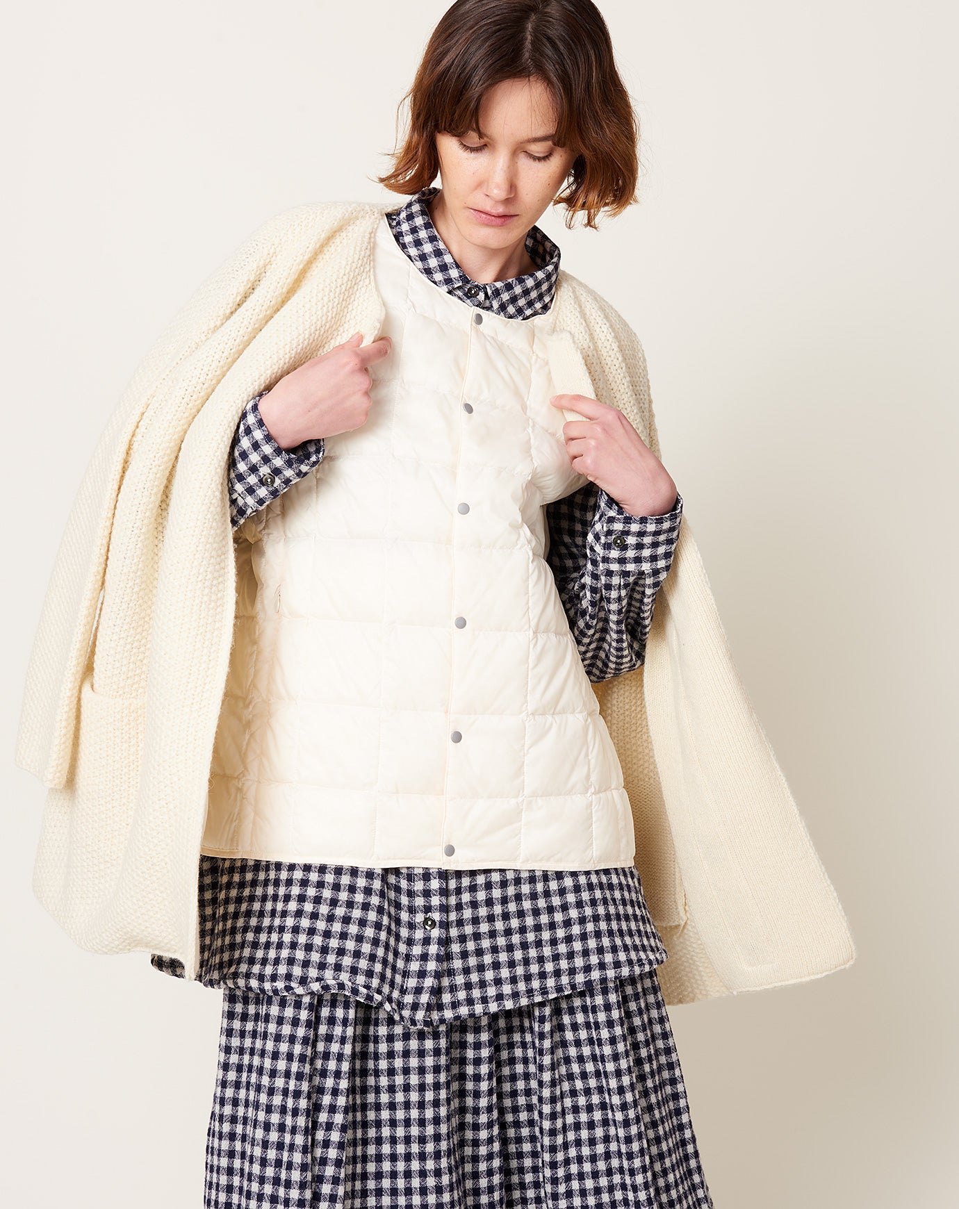 Ichi Cardigan with Removable Vest in Natural and White
