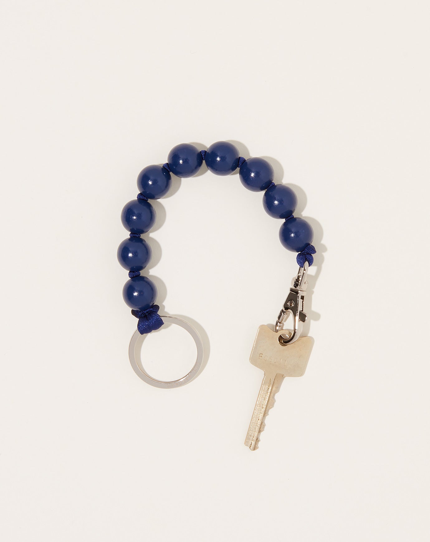 Ina Seifart Big Perlen Short Keyholder in Blueberry on Dark Blue