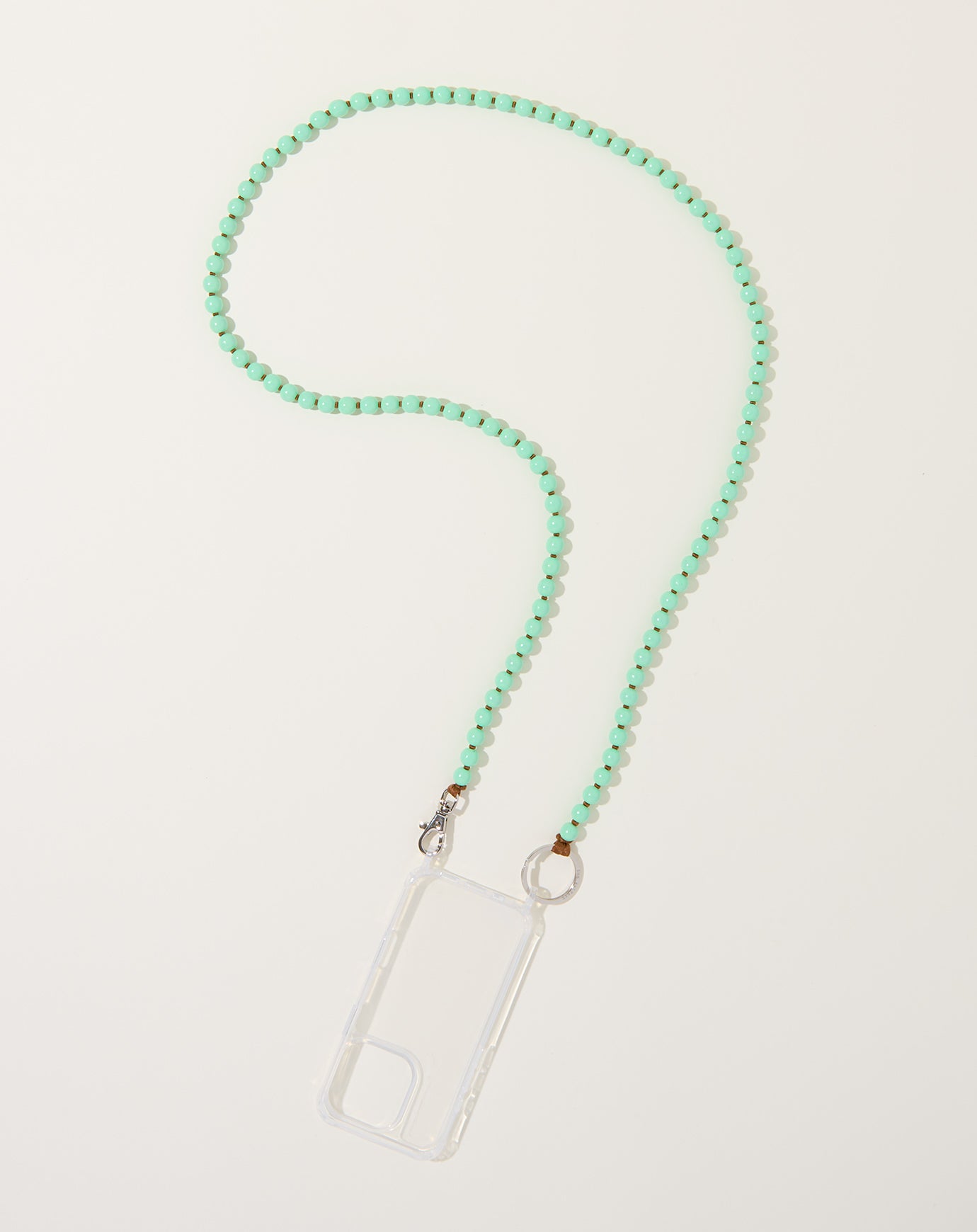 Ina Seifart Handykette iPhone Necklace in Pastel Green on Mocha
