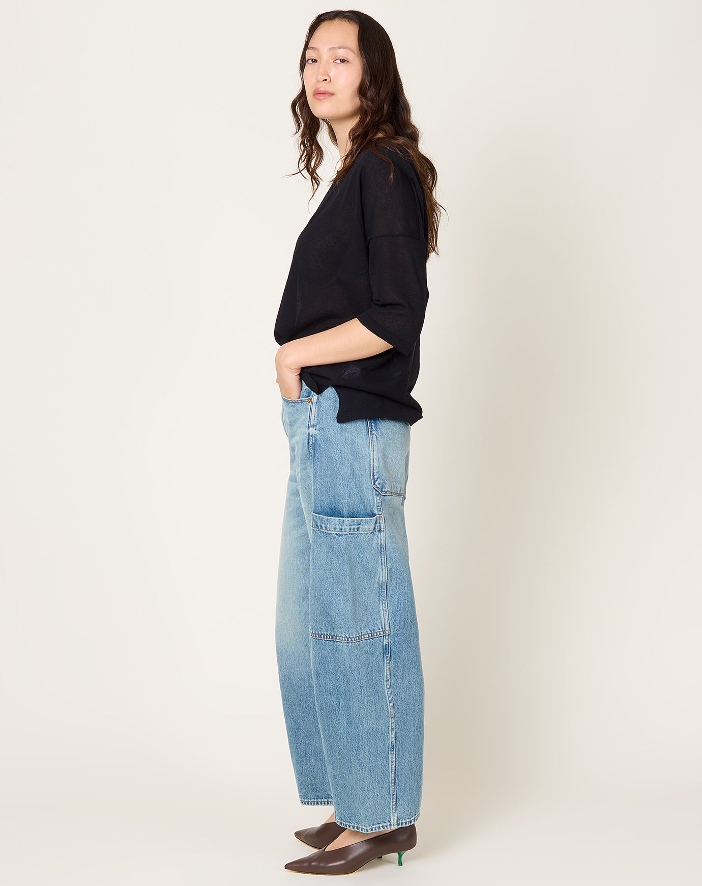 Jamie Haller Cropped Painter in Worn Indigo