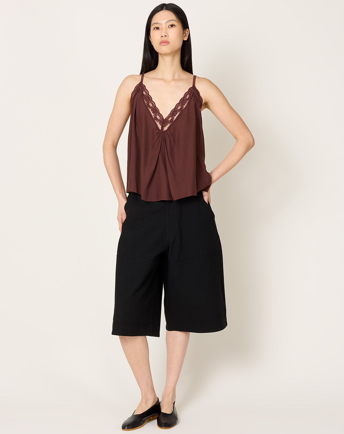 Jamie Haller Deep V Cami in Burgundy