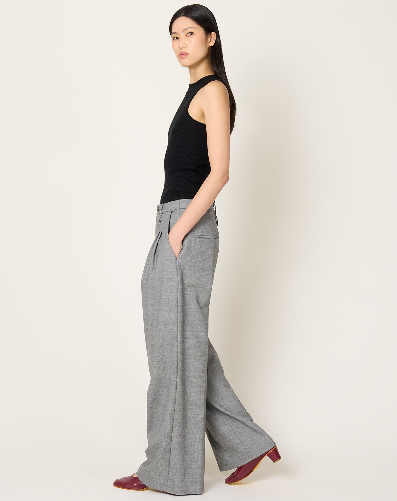 Jamie Haller Tripple Pleat Trouser in Pepper