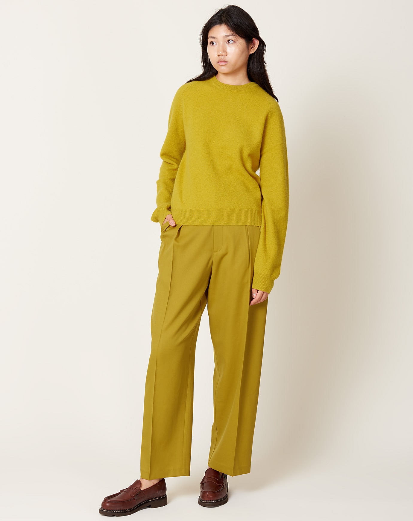 Kallmeyer Houghton Pleated Trouser in Chartreuse