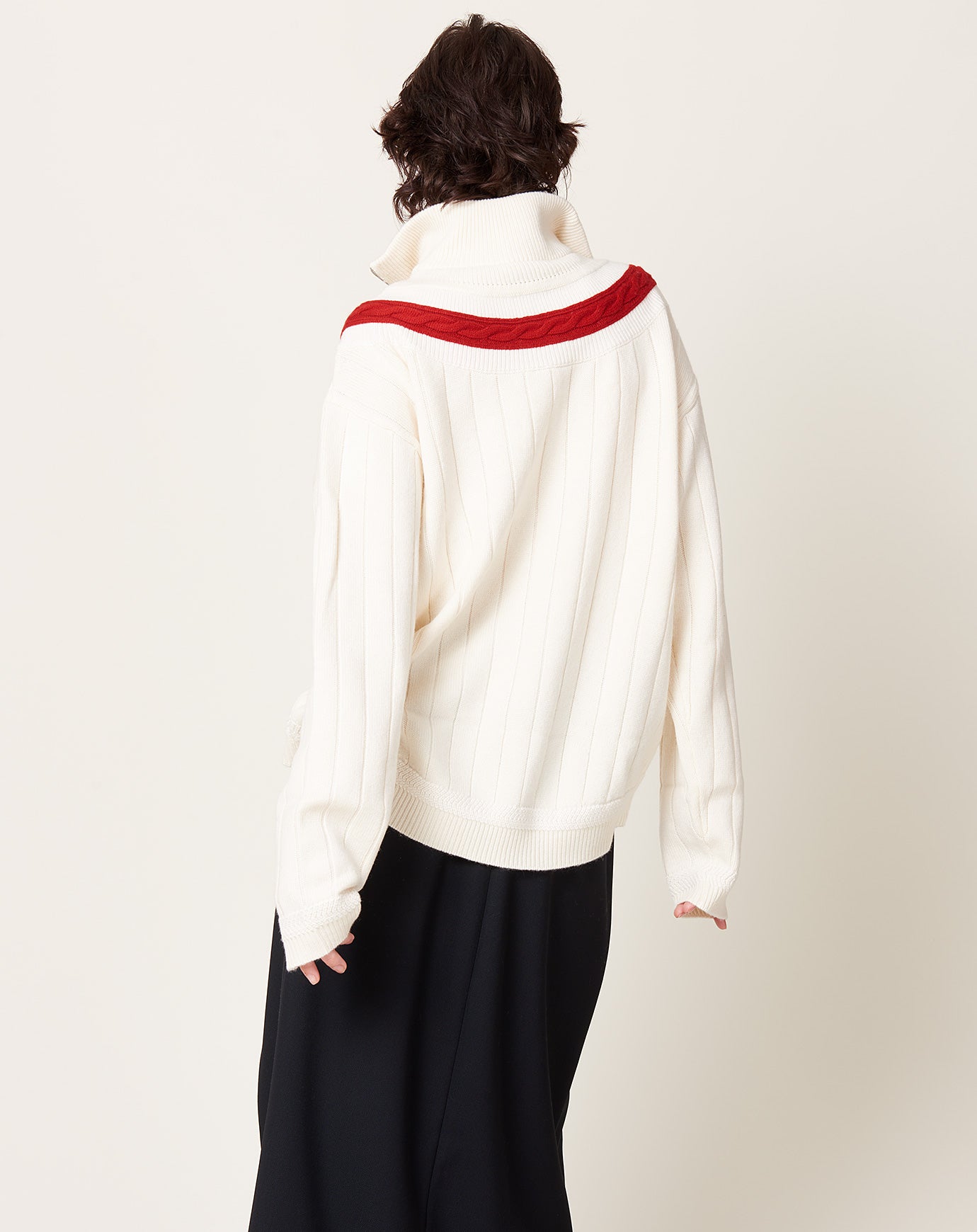 Kallmeyer Josie Layered Sweater in Ivory & Red