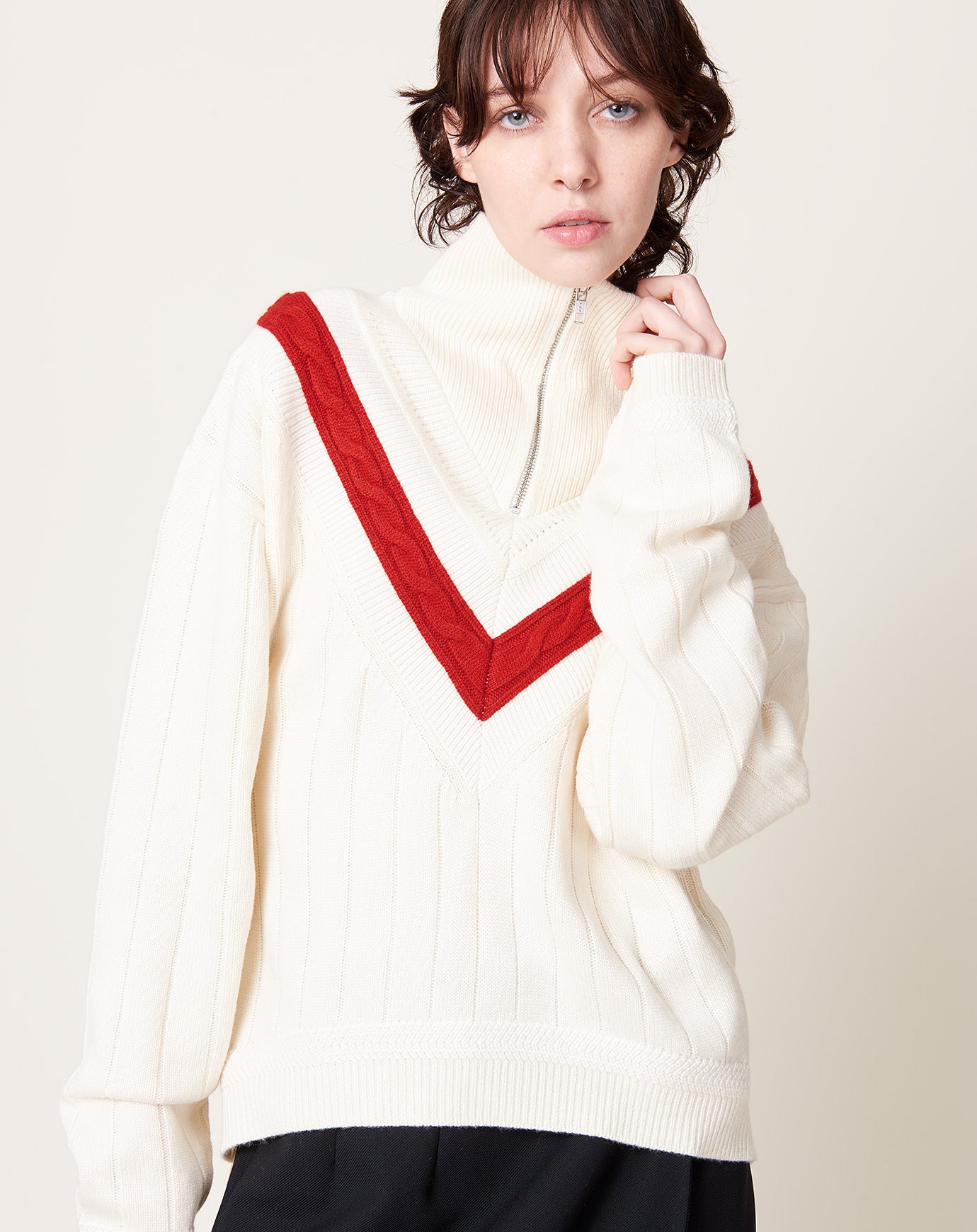 Josie Layered Sweater in Ivory Red Kallmeyer Covet Lou Covet Lou