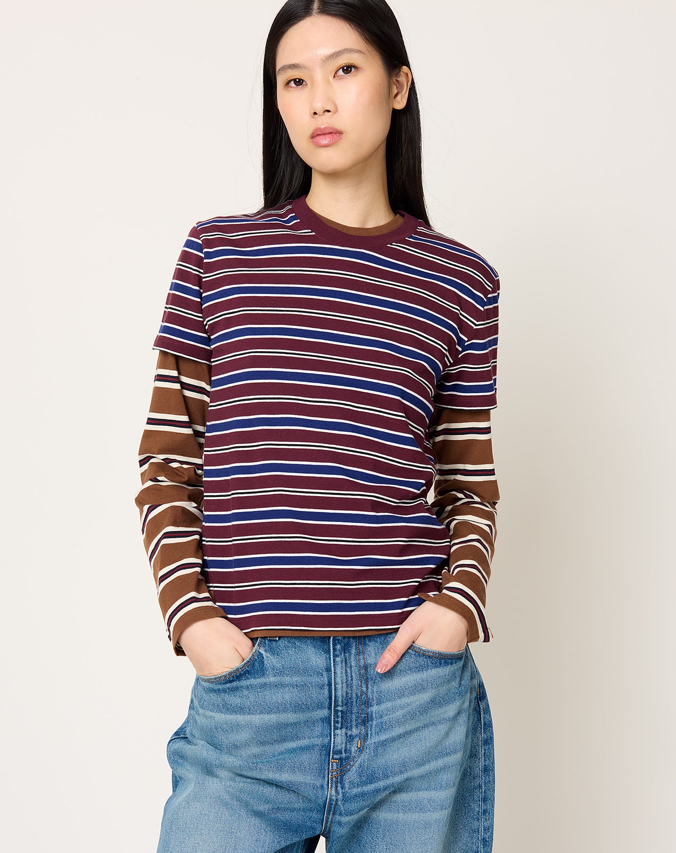 Kallmeyer Kenzie T-Shirt in Bordeaux Multi Stripe