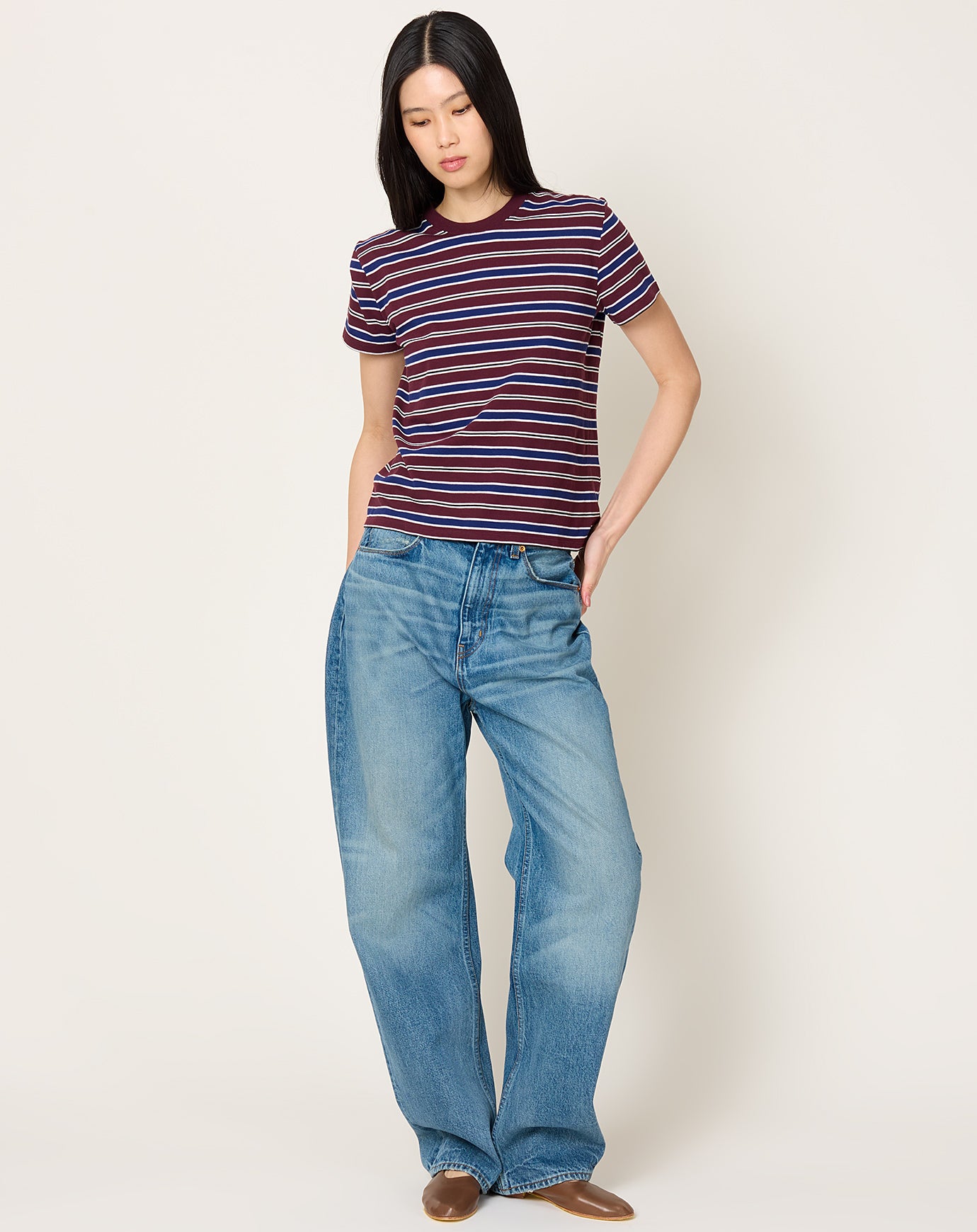 Kallmeyer Kenzie T-Shirt in Bordeaux Multi Stripe
