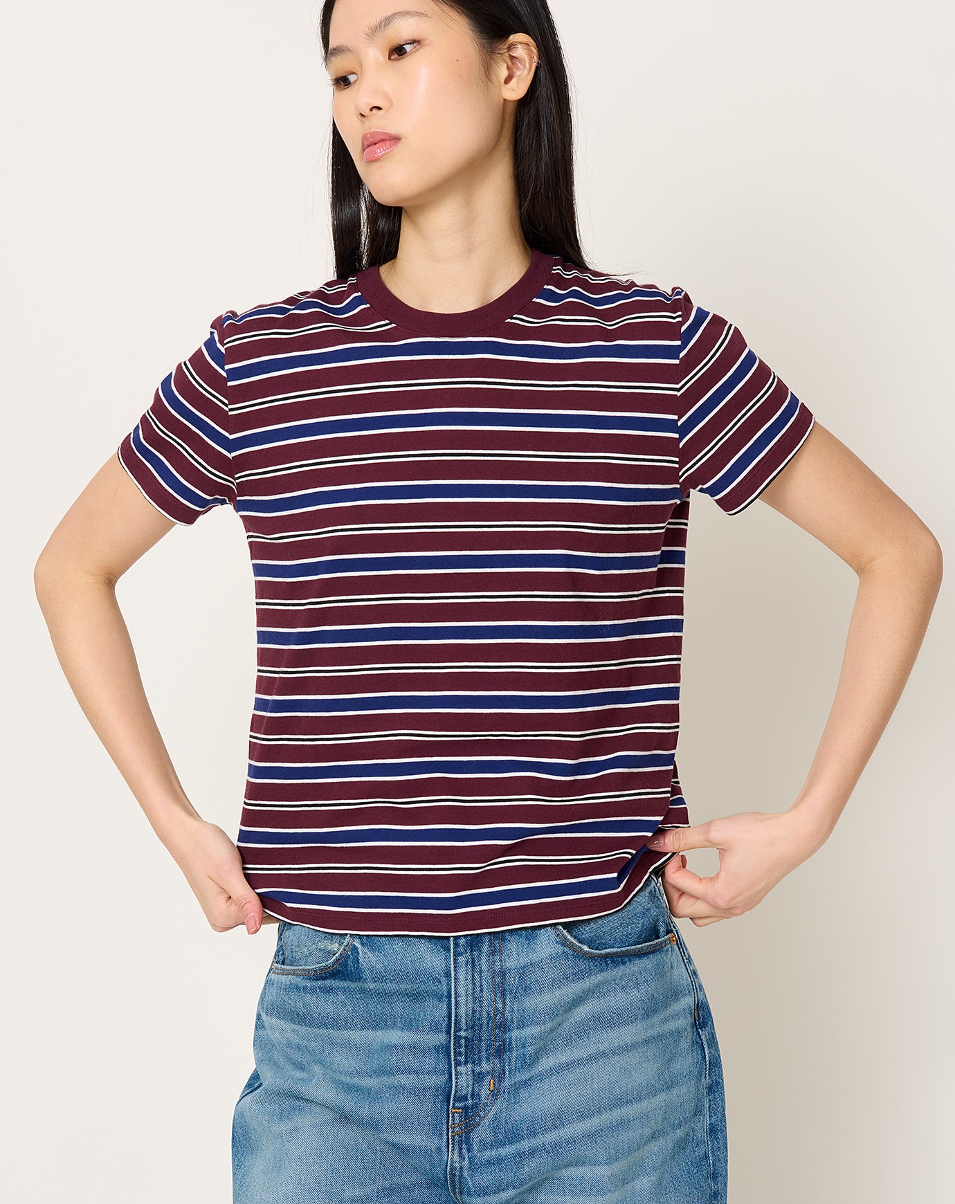 Kallmeyer Kenzie T-Shirt in Bordeaux Multi Stripe