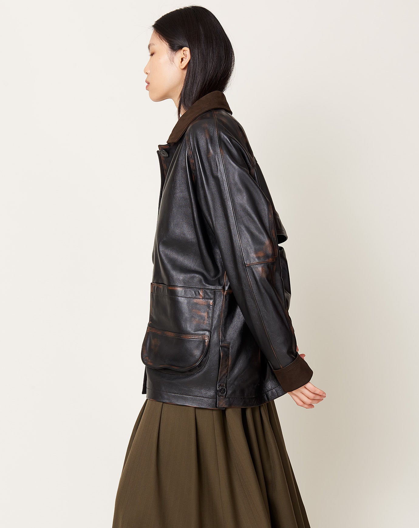 Kallmeyer Lottie Field Jacket in Distressed Nappa