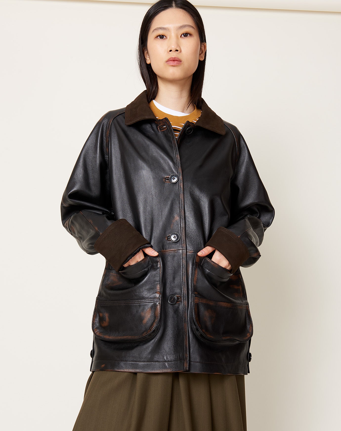 Kallmeyer Lottie Field Jacket in Distressed Nappa