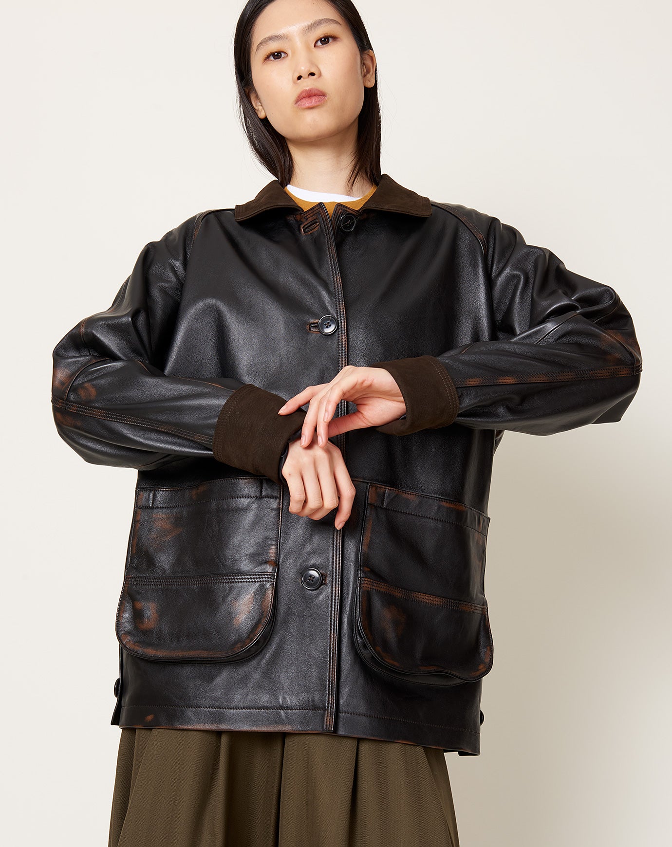 Kallmeyer Lottie Field Jacket in Distressed Nappa