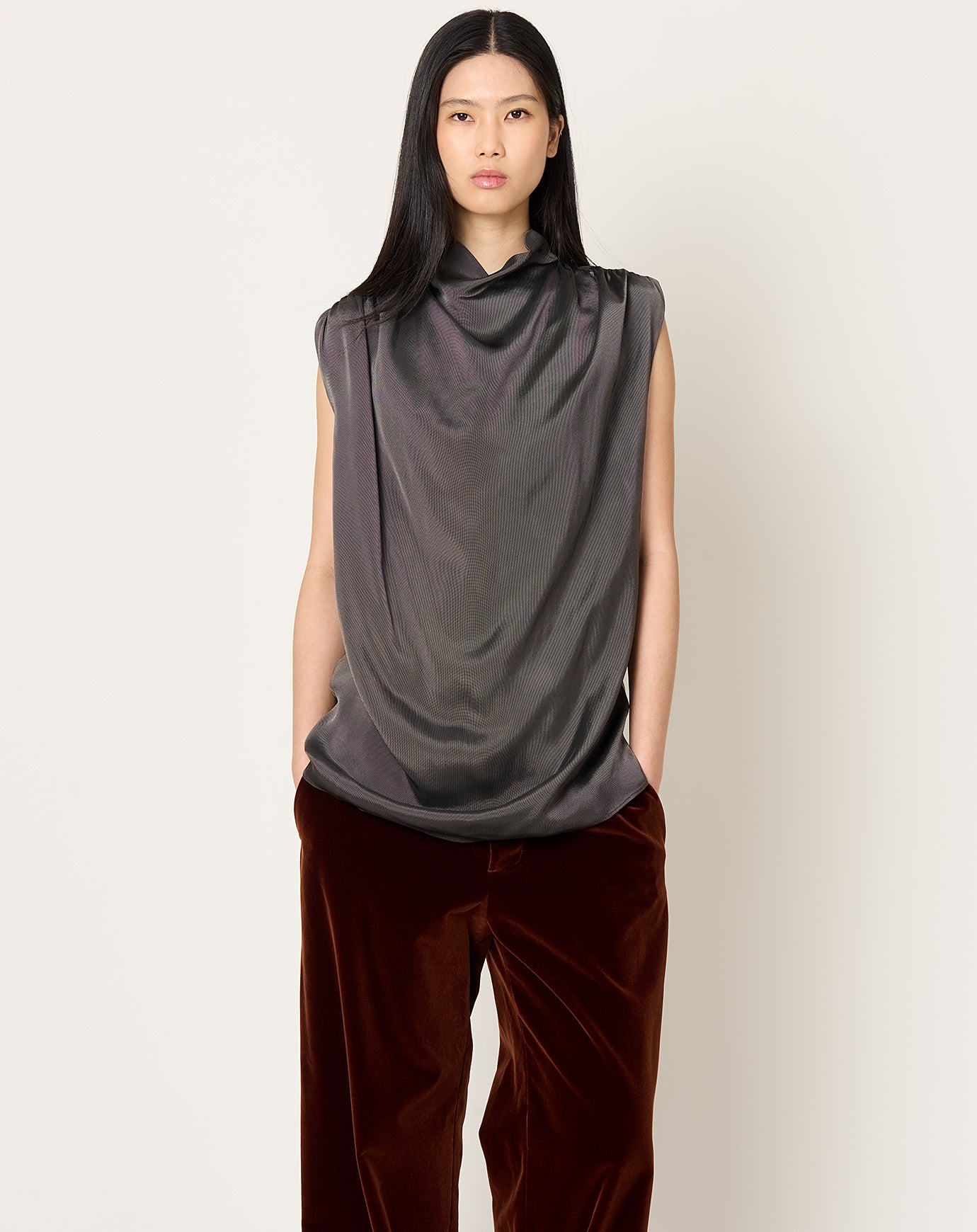 Kallmeyer Penny Draped Top in Chrome