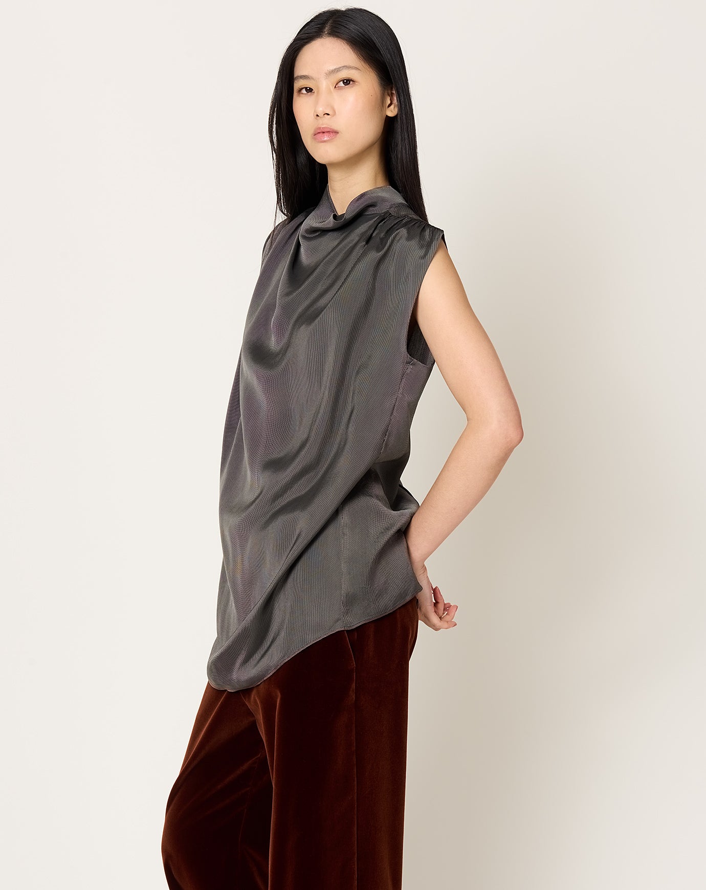 Kallmeyer Penny Draped Top in Chrome