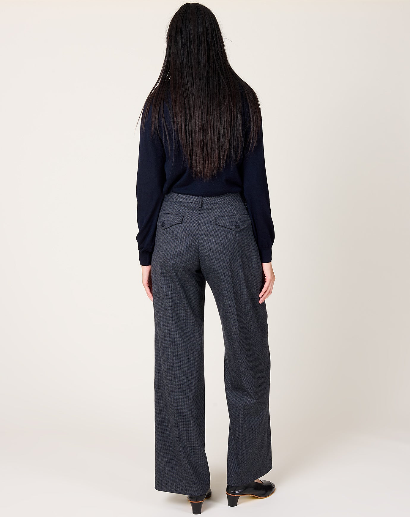 Kallmeyer Roxana Low Rise Trouser in Navy Houndstooth