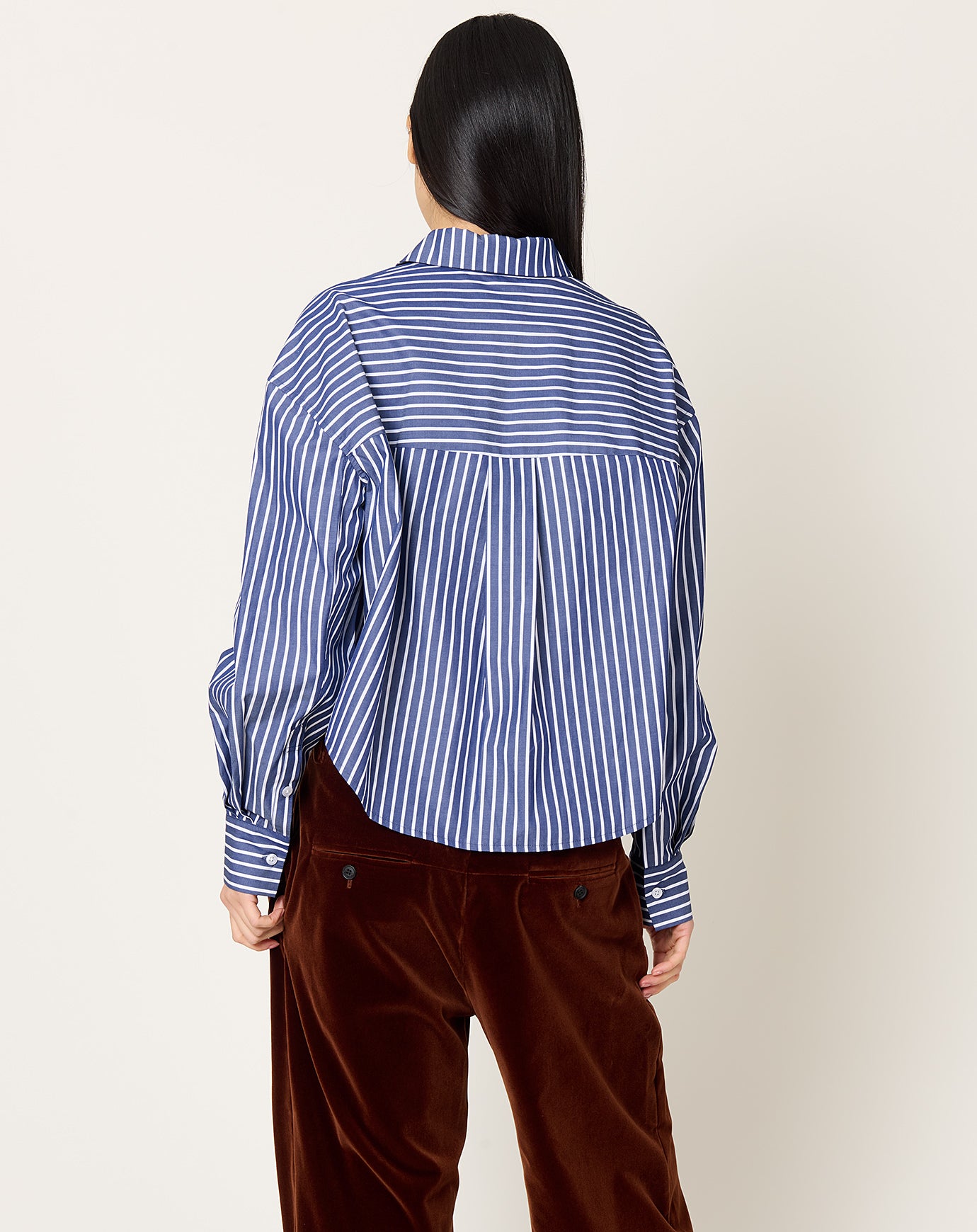 Kallmeyer Tegan Button Down in Indigo Stripe
