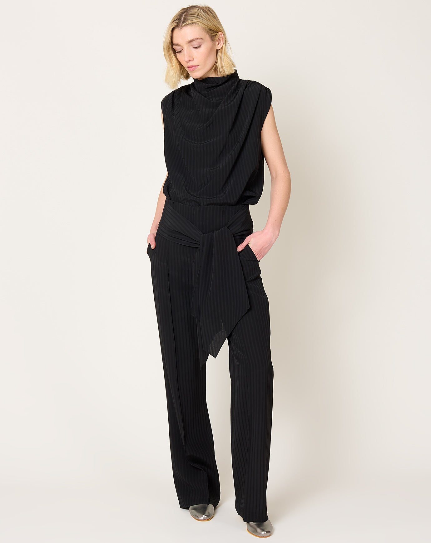 Kallmeyer Ulla Tie Trouser in Striped Shadow