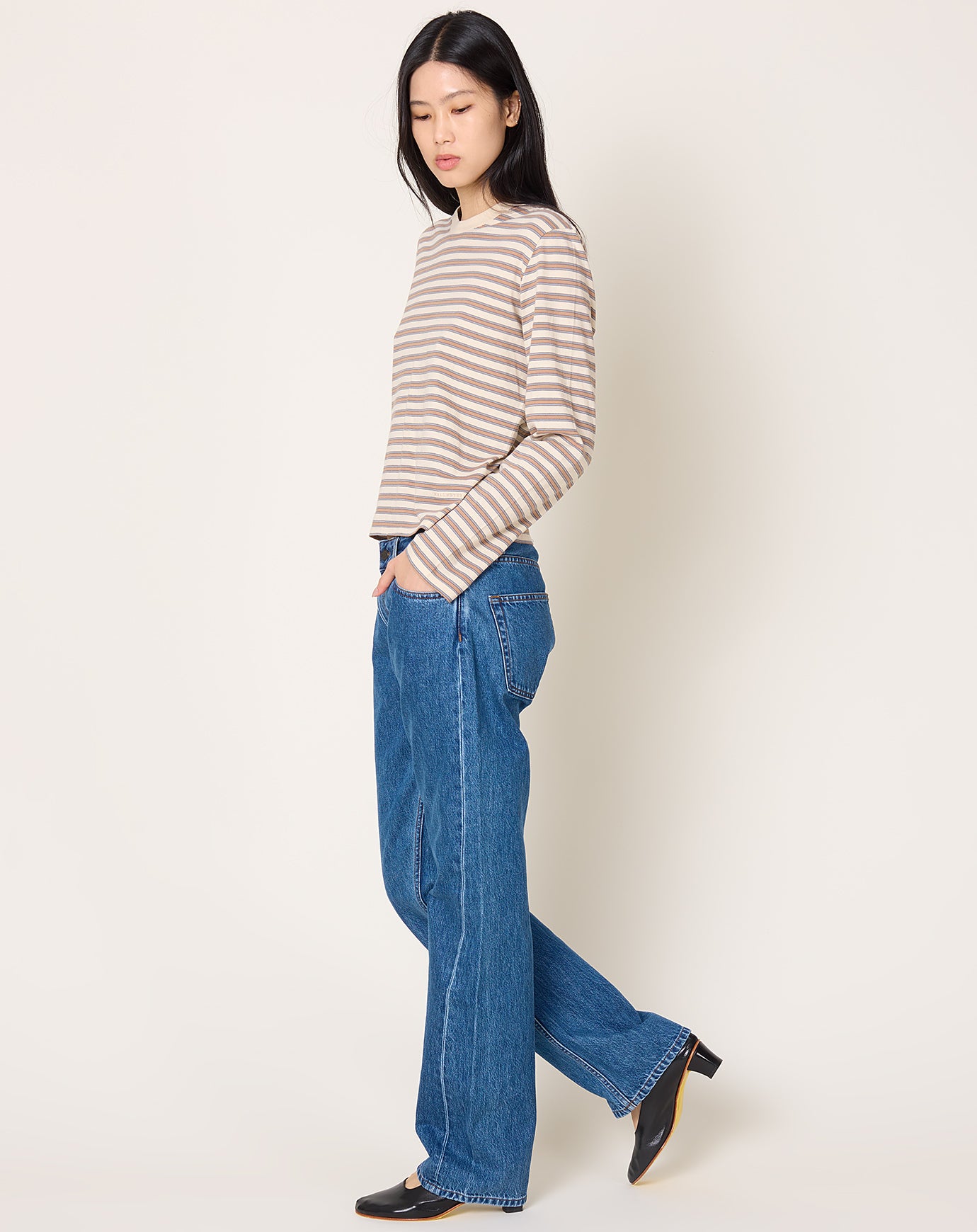 Kallmeyer Wynn Long Sleeve T Shirt in Apricot Stripe