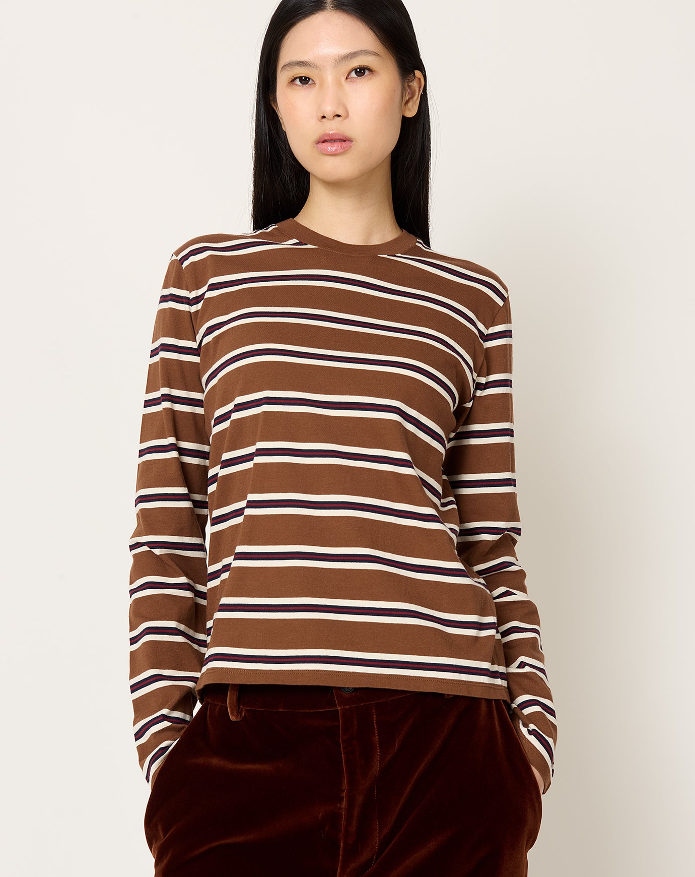 Kallmeyer Wynn Long Sleeve T Shirt in Rust Multi Stripe