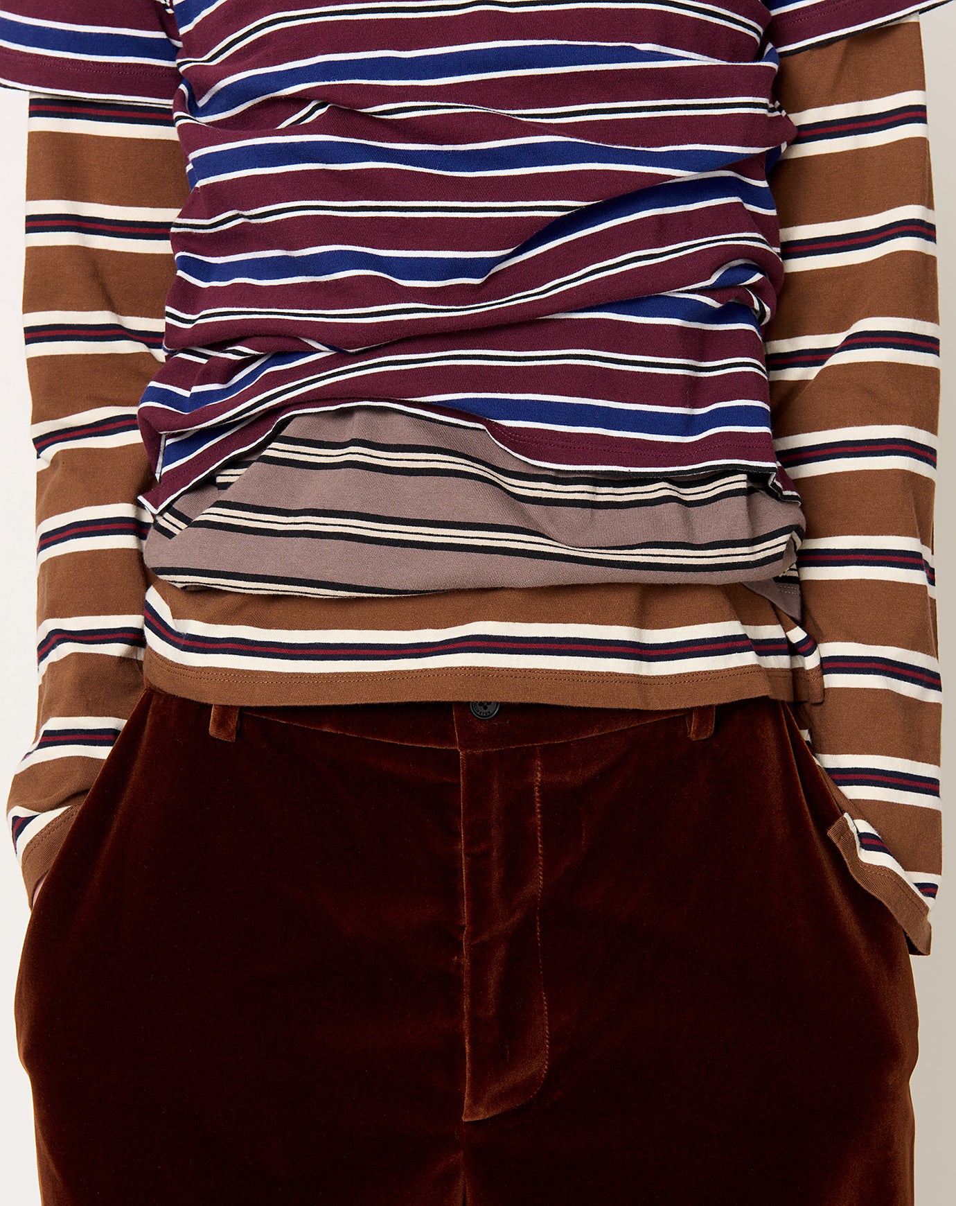 Kallmeyer Wynn Long Sleeve T Shirt in Rust Multi Stripe